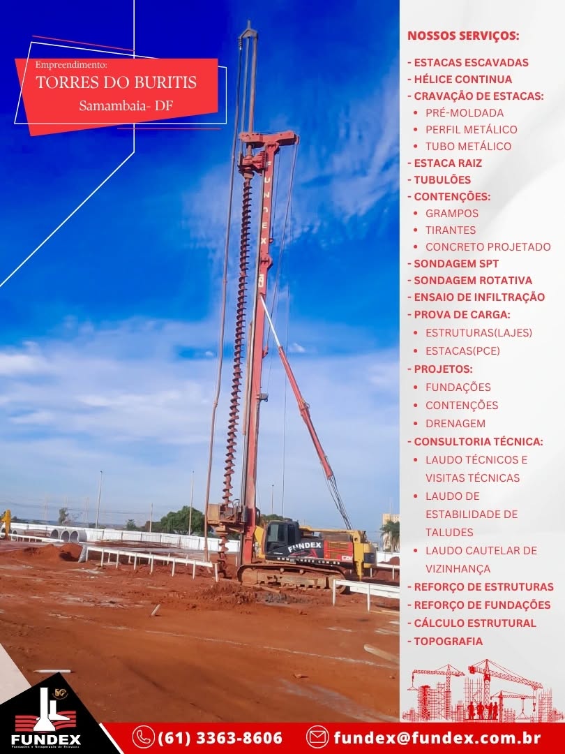 🚧 Fundamentos sólidos para grandes conquistas!
A Fundex Fundações está executando a fundação em hélice contínua no empreendimento Torres do Buritis, da MRV Engenharia, em Samambaia/DF.
Com tecnologia, precisão e experiência, garantimos qualidade e segurança desde as bases, contribuindo para mais um grande projeto habitacional no Distrito Federal.
💪 Fundex Fundações — excelência que sustenta o futuro.
#FundexFundações #EngenhariaCivil #Fundações #HéliceContínua #MRVEngenharia #Obras #SamambaiaDF #ConstruçãoCivil #TorresDoBuritis