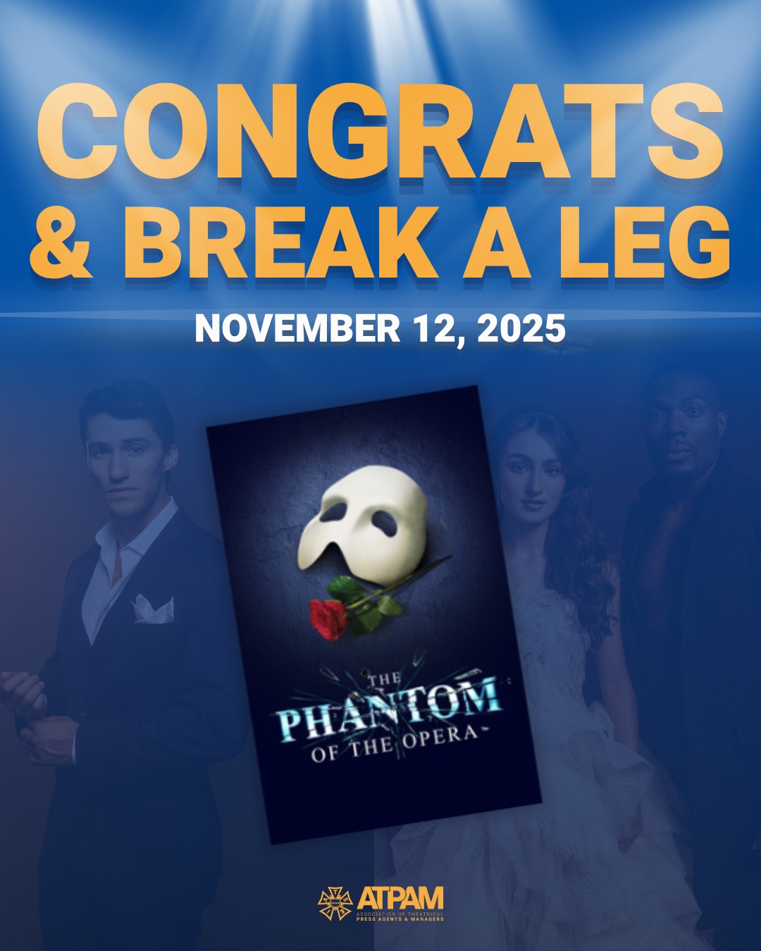 Wishing a hauntingly beautiful opening to @@phantomopera National Tour! To our extraordinary #ATPAM family behind the scenes, you keep the chandelier shining bright. 🌹