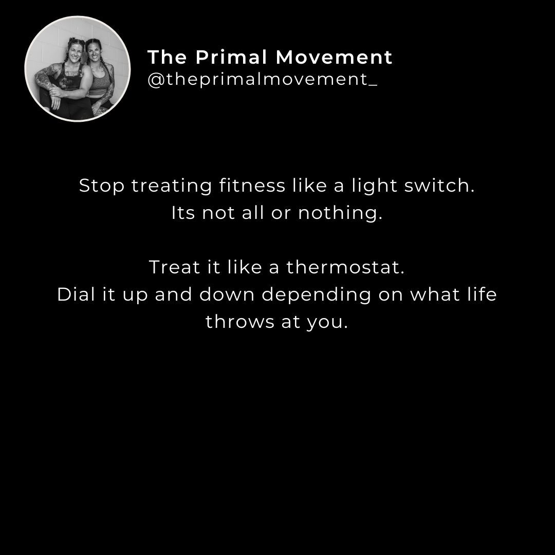 Avoid the all-or-nothing trap. Adapt as life changes. Keep pushing through so you don't have to start over again and again. #GrowthMindset #Adapt #Resilience #KeepTrying #Flexibility