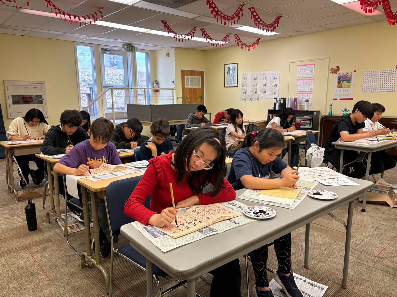 Our students practice the ancient tradition of calligraphy every week where they learn patience, self-control and precision in a quiet and meditative environment. #chineseimmersion