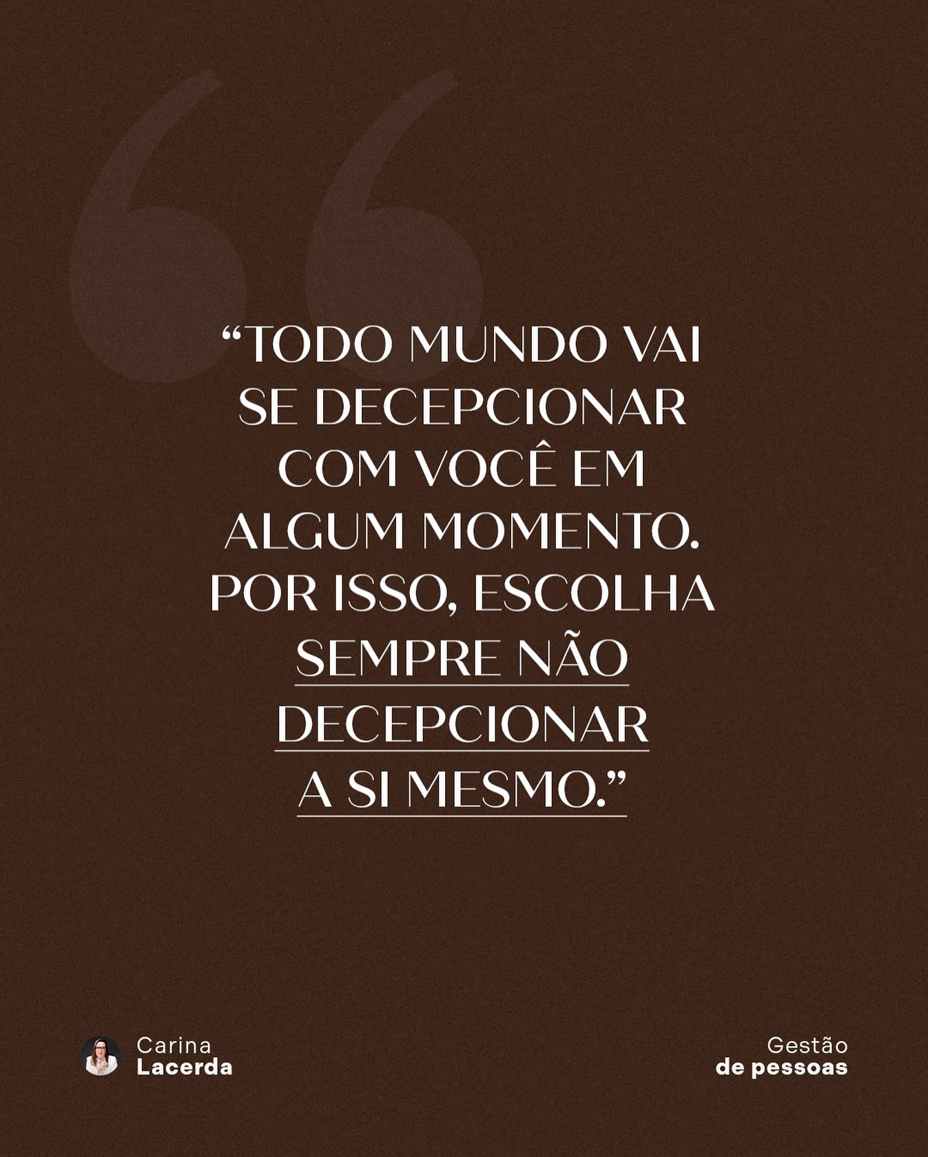 Nem sempre você vai corresponder às expectativas dos outros e tudo bem.
A verdade é que tentar agradar a todos é o caminho mais rápido para se perder de si mesmo.
No fim do dia, o que realmente importa é seguir alinhado aos seus valores, às suas escolhas e ao que faz sentido pra você.
Porque decepcionar alguém é inevitável.
Mas decepcionar a si mesmo… custa caro demais.