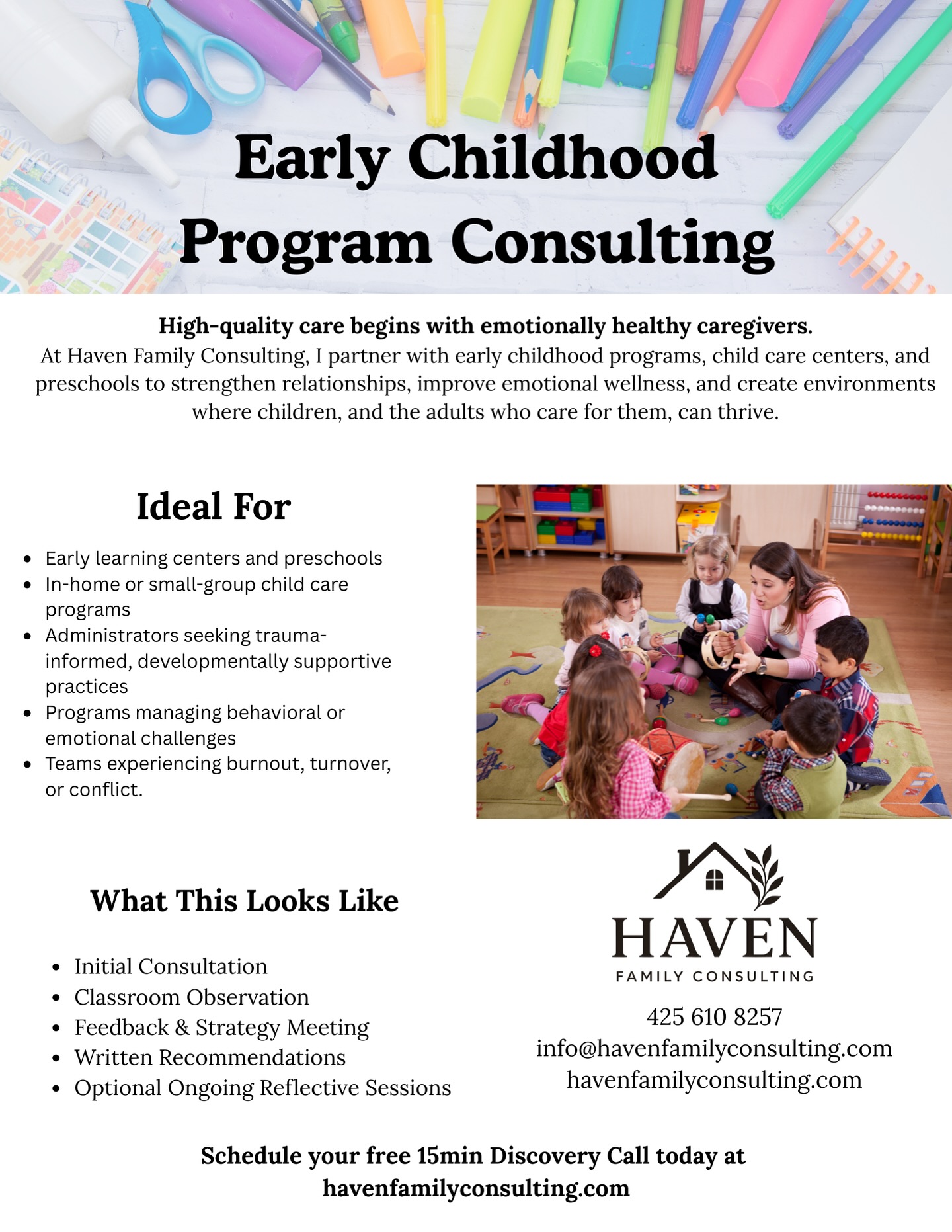At Haven Family Consulting, I partner with early learning programs, child care centers, and preschools to strengthen relationships, support emotional wellness, and create environments where children, and the adults who care for them, can thrive.
#earlychildhoodeducation #ececonsulting #childdevelopment #reflectivepractice #teachersupport #socialemotionaldevelopment #havenfamilyconsulting