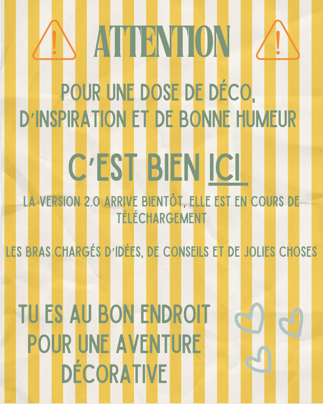 Tu viens du compte @auberi.decoration ? Parfait, ton déménagement est réussi : tu es au bon endroit !
Ici, c’est la suite de l’aventure. Si tu es là depuis le début, reste bien installée — de jolies choses arrivent à nouveau très bientôt ✨
Le grand retour approche… sois prêt(e) !