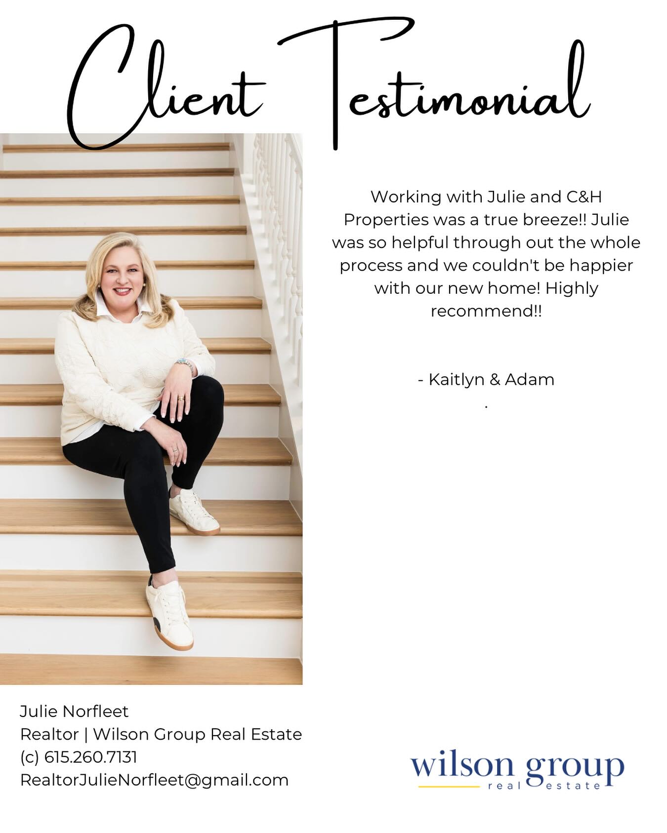 💙 Customer Love 💙
“Working with Julie and C&H Properties was a true breeze!! Julie was so helpful throughout the whole process and we couldn’t be happier with our new home! Highly recommend!!” 🏡💛
Even though I was representing the builder, my goal never changes — everyone deserves top-notch service, clear communication, and a smooth experience from start to finish. I’m here to make your home journey as easy (and fun!) as possible, no matter which side of the deal you’re on! 🙌
So happy for these new homeowners and their beautiful new beginning! 🥂 Thanks for the kind words, Kaitlyn and Adam!
#nashville #nashvillehomes #nashvillehomesforsale #realtorlife #nashvillenewconstruction