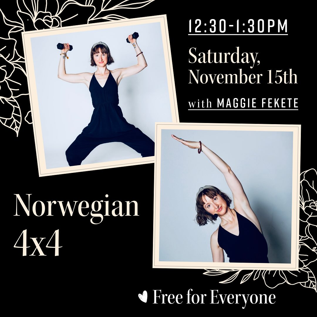 💪Free Norwegian 4×4 Group Training Class on Saturday, November 15th, from 12:30-1:30pm!
‼️Registration Required!
🤩In this experience, learn the best sequence to improve your cardiovascular fitness and help prevent and reverse the aging process!
📋Class Structure, for your viewing pleasure:
-14-minute yogic warm-up
-4-minute max intensity guided workout
-4-minute yogic cooldown
-4-sets of max intensity with cooldown (32 minutes total)
-14-minute guided relaxation and a mindfulness meditation with LIVE vibrational sound healing to support the recovery process (cozy blankets and aromatherapy will be offered)
-60-minute class
✨During Private appointments, sequences are completely and personally designed to suits your unique body, lifestyle, preferences, and goals! *Desire to learn more about scheduling a Private Personal Training experience?
👉Click link 🔗 in bio to learn more!
✨Desire to learn more about scheduling a Private Yoga experience?
👉Click link 🔗 in bio to learn more!
🫶Classes are tailored to meet the needs of those in attendance!
📲Contact Maggie with any questions and/or special requests!
🍂Enjoy this Free Autumn Gift for All – Registration Required! 👉Click link 🔗 in bio to sign up!
#highintensityintervaltraining #HIIT #fitnessmotivation #workout #fitfam #cardiotime #fitnessjourney #exercisetime #healthylifestyle #getfit #sweatitout #fitspiration #strongandsexy #trainingforlife #motivationeveryday #healthandbeauty #fitlife #gymlife #fitfluential #trainhard #fitgoals #musclebuilding #hiitworkout #endurancetraining #intenseworkout #HIITtraining #HIITcommunity #yogaposes #guidedmeditation #soundtherapy