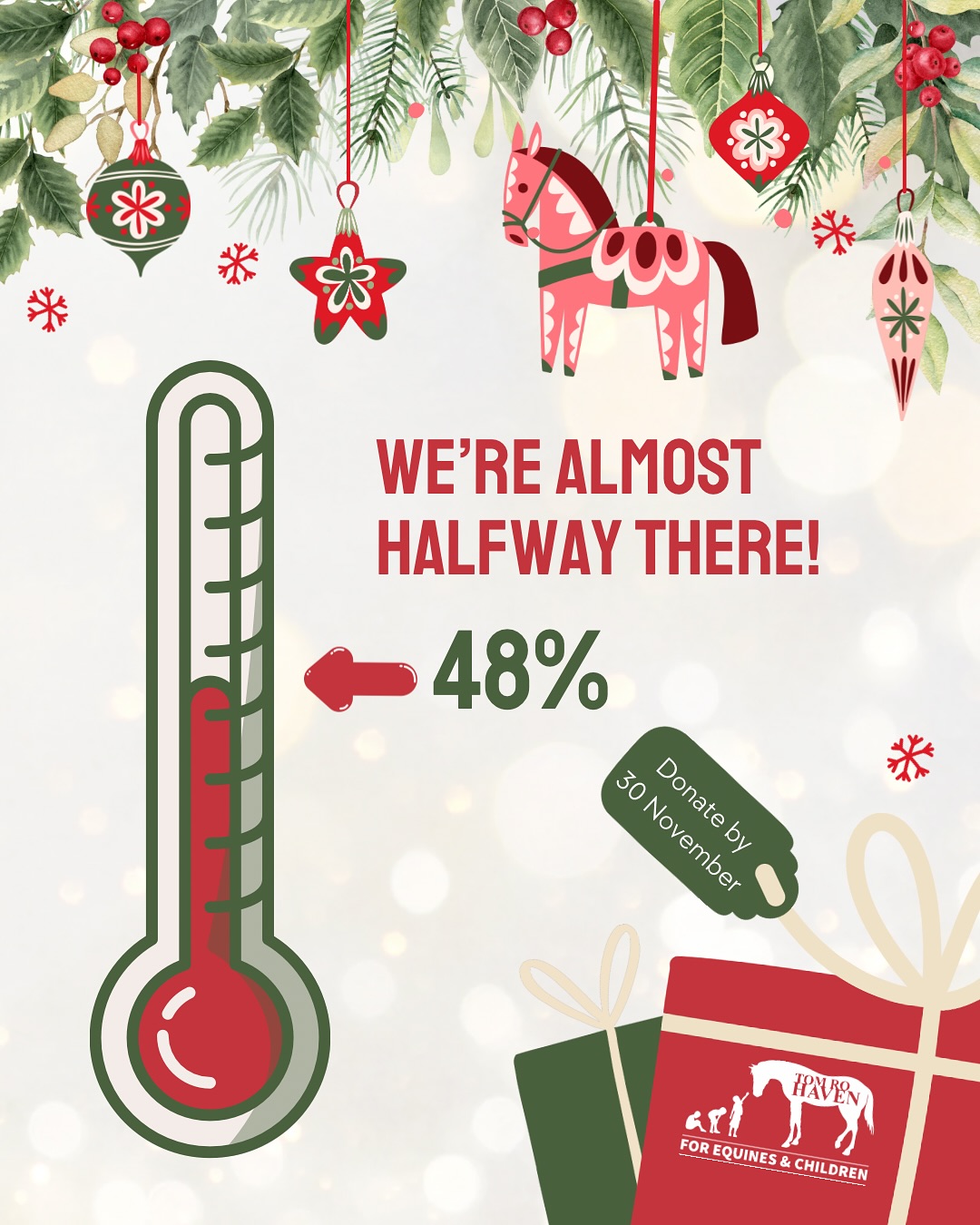 🎄 We’re Nearly Halfway There! 🎁
Thanks to your incredible kindness, 48 of our 100 children now have sponsors for our Tom Ro Haven Christmas Party! 💚
Each sponsored gift brings a smile, a spark of joy, and a reminder that they are seen and loved this festive season. 🌟
But we still have 52 children waiting for someone to make their Christmas wish come true.
You can help by sponsoring a gift for R250 — or we’ll match you with a child so you can choose something special yourself.
📧 info@tomrohaven.org.za
📱 WhatsApp 078 747 6965
Together, let’s make sure every child celebrates Christmas with joy and hope! 🐴✨
#TomRoHaven #ChristmasGiving #100Smiles #HopeAndHorses #MakeADifference #ActsOfKindness #ChristmasAppeal #GiveBack