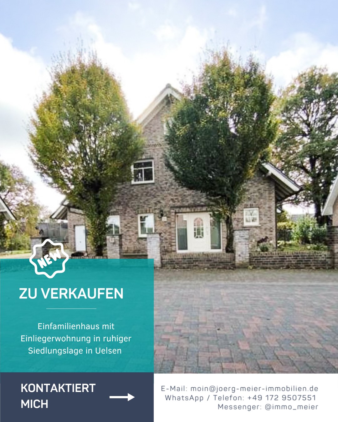 🏡 Viel Platz, viele Möglichkeiten, Einfamilienhaus mit Einliegerwohnung in Uelsen!
Ein gepflegtes Zuhause mit zwei Wohneinheiten, ideal für Familien, Mehrgenerationen oder als Kombination aus Wohnen und Vermieten. 💡
✨ Erdgeschoss:
Einladender Flur, Gäste-WC, Büro (perfekt fürs Homeoffice), heller Wohn- und Essbereich mit offener Küche, Hauswirtschaftsraum mit Waschmaschinenanschluss und direktem Zugang zur Garage.
✨ Obergeschoss:
Zwei große Schlafzimmer und ein Badezimmer mit Dusche, Badewanne und zwei Waschbecken.
✨ Einliegerwohnung (Dachgeschoss):
Über einen separaten Eingang erreichbar, mit Wohnzimmer samt Küchenbereich, zwei Schlafzimmern und einem Badezimmer mit Dusche, ideal zur Vermietung, für Gäste oder Familienangehörige.
✨ Highlights:
ca. 190 m² Wohnfläche auf 685 m² Grundstück
Moderne Raumaufteilung mit offenem Wohnkonzept
Garage mit Hauszugang
Ruhige, beliebte Siedlungslage in Uelsen
Viel Platz für Familie, Arbeit und Gäste
📍 Uelsen bietet alles, was man braucht, Einkaufsmöglichkeiten, Schulen, Freizeitangebote und Natur gleich vor der Haustür.
📞 Interesse? Dann meld dich gern, ich zeig dir das Haus mit all seinen Möglichkeiten
👉 0172 9507551
📧 moin@joerg-meier-immobilien.de
Am Markt 14, 49843 Uelsen
Käuferprovision: 3,57 % inkl. MwSt.