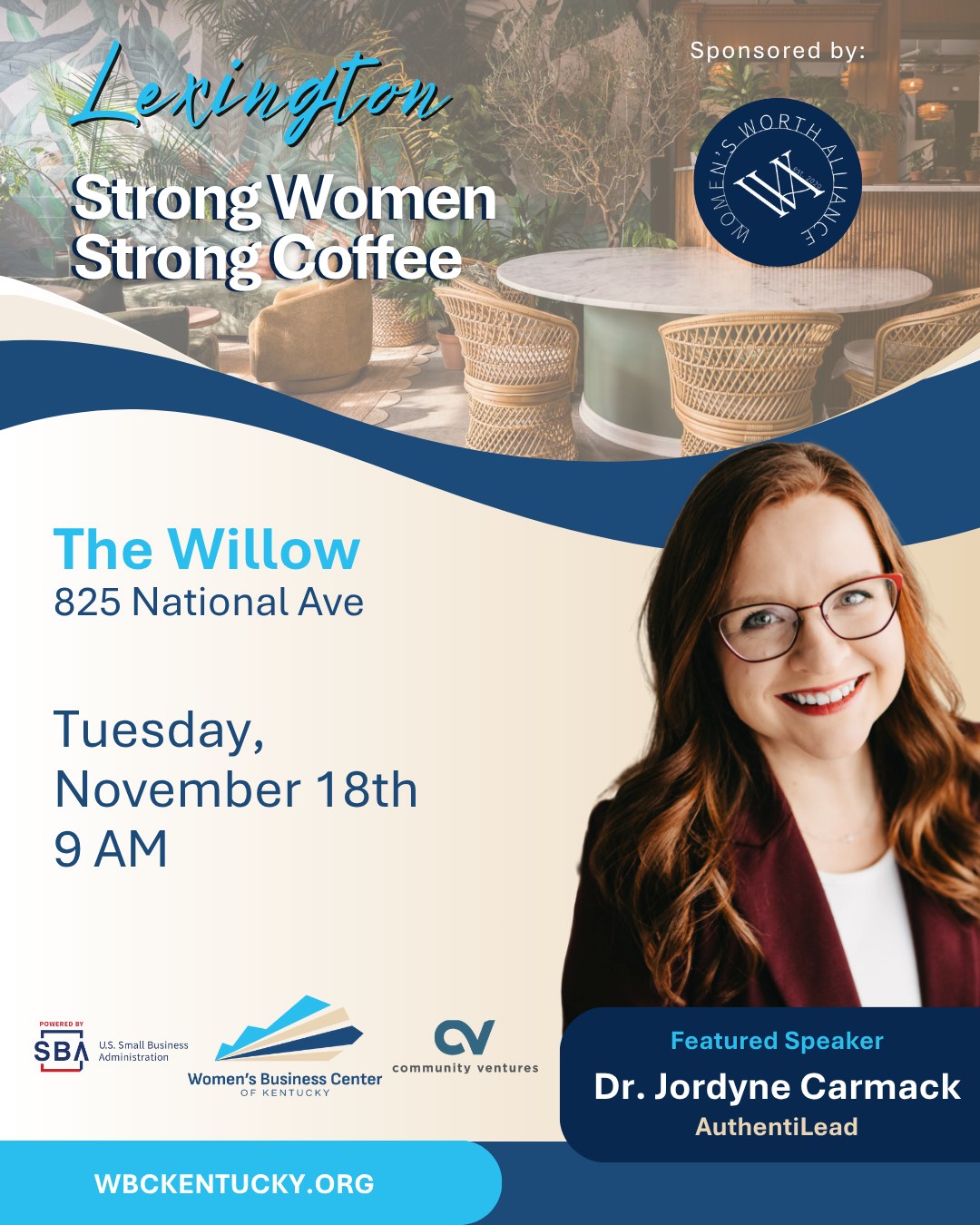 📣 Lexington!
Join us Tuesday, November 18 at 9AM at The Willow for Future-Ready Culture: Building Teams that Thrive in Change — a high-energy, practical session designed to help women entrepreneurs and leaders strengthen trust, communication, and adaptability in the face of change.
Hosted by WBC of Kentucky and sponsored by Women's Worth Alliance, this session is your chance to connect, recharge, and leave inspired to lead your team confidently through growth and transition.
🎤 Featuring: Dr. Jordyne Carmack, Founder of AuthentiLead
📍 The Willow | 825 National Avenue, Lexington, KY
🎟 RSVP with the link in our bio: @wbckentucky