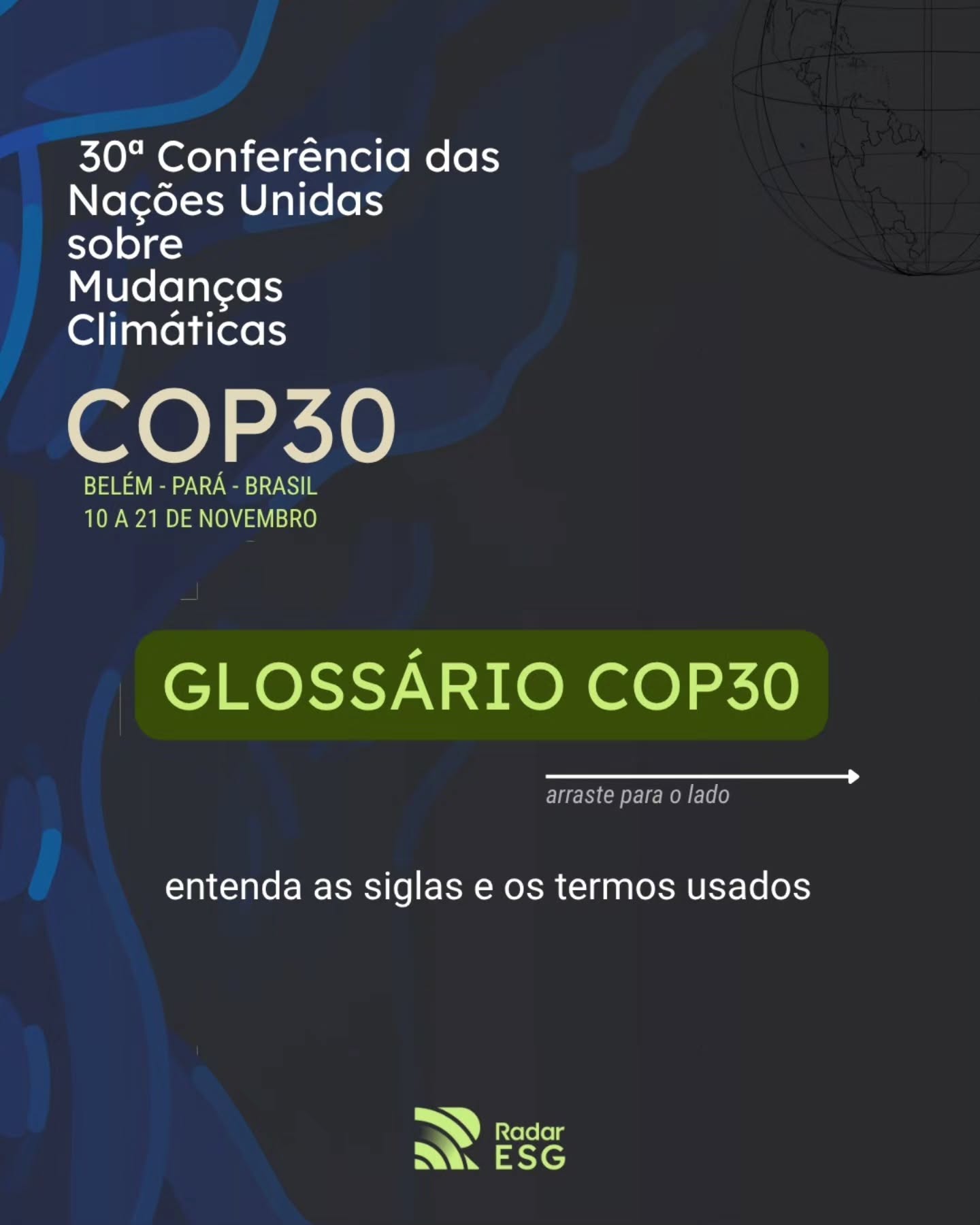 A COP30 está acontecendo, e com ela, um vocabulário que nem sempre é fácil de acompanhar.
Termos como NDC, Troika, Artigo 6 aparecem o tempo todo — mas o que eles realmente significam?
A Radar ESG acredita que compreender é o primeiro passo para agir.
Por isso, reunimos os principais conceitos que estão guiando as discussões em Belém.
👉 Arraste para entender como esse glossário ajuda a traduzir o que está em jogo nas negociações climáticas.
#RadarESG #COP30 #esg #Belém #Brasil #planeta