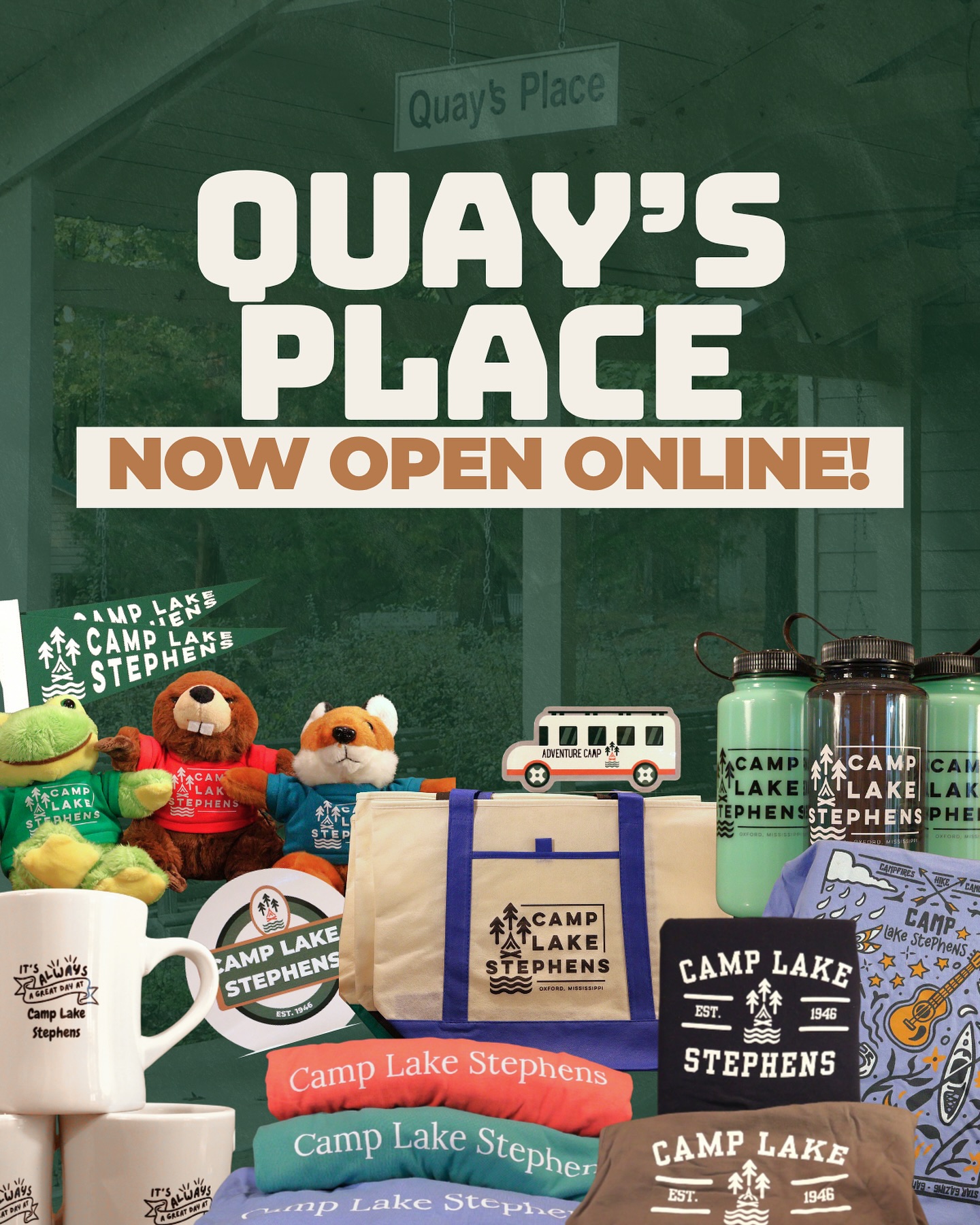 Quay’s Place is back open online! We have some NEW (and old) merch just in time for Christmas! What’s new? We have some sweatshirts, long sleeves, totes, stuffed animals, and more!
Head to our website to check it out!
camplakestephens.com/store (Link in bio)