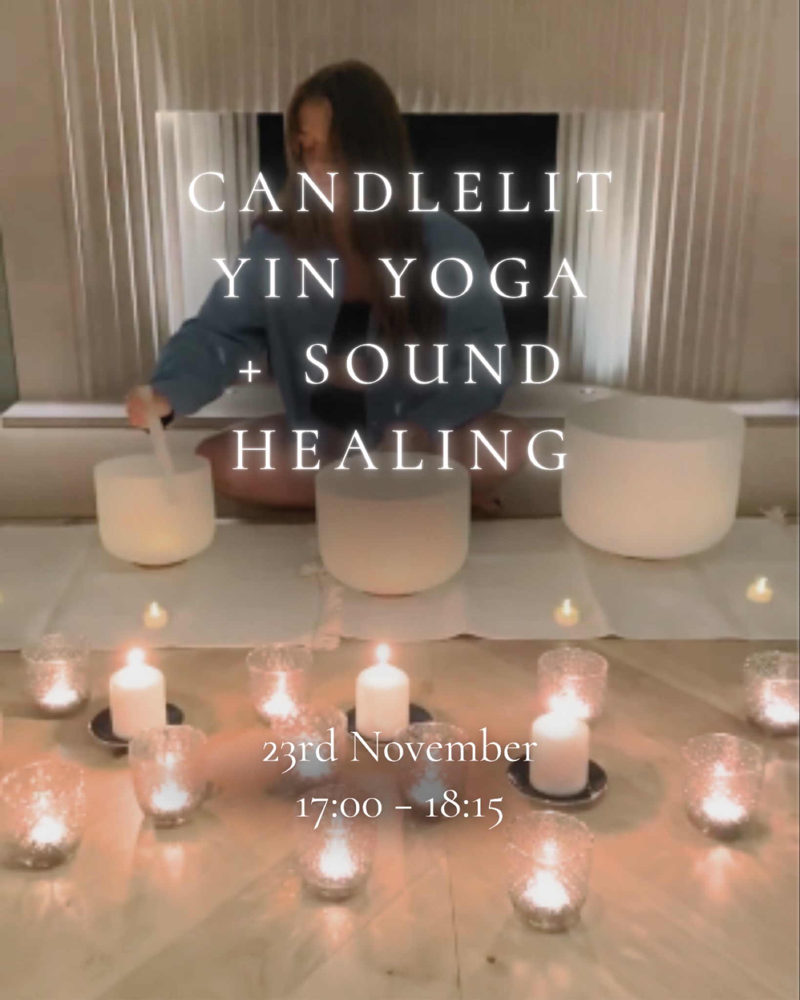You are invited to an evening of deeeep relaxation. Join Katie for an evening of candlelit yin yoga, meditation, and immersive sound healing.
For 75 minutes, you’ll melt into long-held yin poses that gently release tension deep within your body’s connective tissue, while crystal bowls, chimes, and binaural beats guide your nervous system toward profound rest and renewal.
This is more than yoga — it’s a retreat into calm, a doorway inward, and a moment to truly be in your body and mind.
Katie’s expert guidance through breath and chakra-focused asana will prepare you for an extended savasana, where you’ll be fully bathed in healing sound — a perfect antidote to a busy week, a gift to your whole self.
Candlelit Yin Yoga + Sound Healing
23 Nov | 17:00–18:15 |
Hart Hotel, Shoreditch.
Part of the Fire + Alchemy x The Hart Wellbeing Chapter.