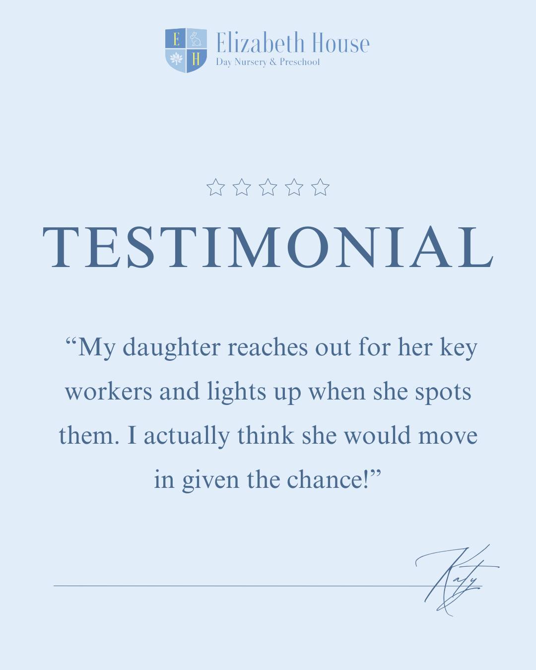 We recently received this beautiful feedback from a parent, and it sums up everything we strive for:
“My daughter reaches out for her key workers and lights up when she spots them. I actually think she would move in given the chance!”
This is the Elizabeth House difference. It shows the incredible bond that forms between our dedicated staff and your children.
Thank you for trusting us with your little ones. We cherish every smile and every hug! 🥰
#testimonial #preschool #elizabethhousenursery #nursery #earlyyears #eyfs #wallingford #oxfordshire #nurserylife #keyperson