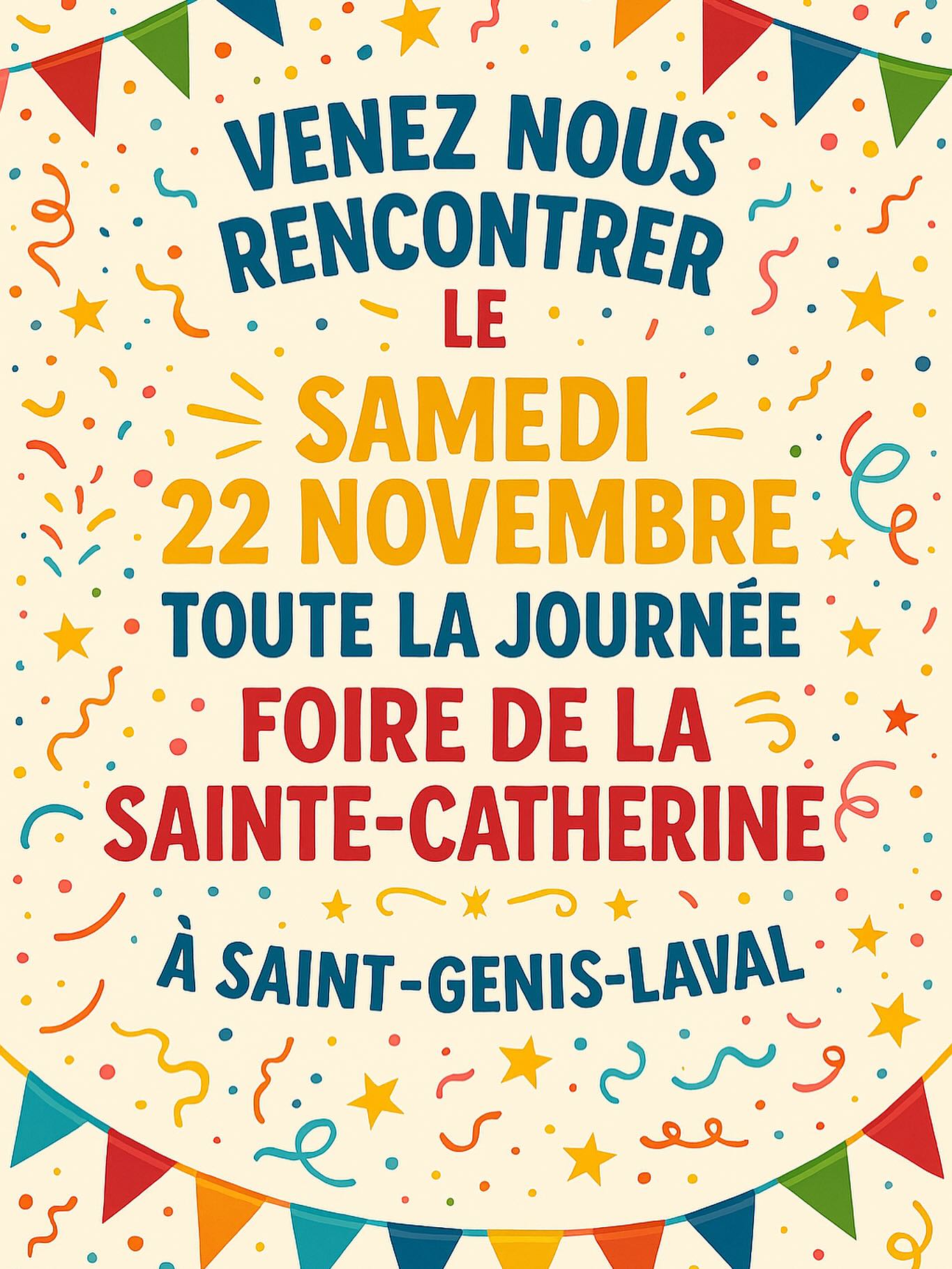 🎉 Venez nous rencontrer à la Foire de la Sainte-Catherine ! 🎡
📅 Samedi 22 novembre – toute la journée
📍 Saint-Genis-Laval
Les Foulées de Beauregard seront présentes pour partager avec vous leur passion du sport, de la convivialité et de la solidarité 💪👟
Venez échanger, découvrir nos actions, nos courses, et passer un bon moment dans une ambiance festive et chaleureuse 🎈
#LesFouléesDeBeauregard #FoireDeLaSainteCatherine #SaintGenisLaval #CourseAPied #Trail #SportEtSolidarité #Convivialité #Rencontre #VieLocale