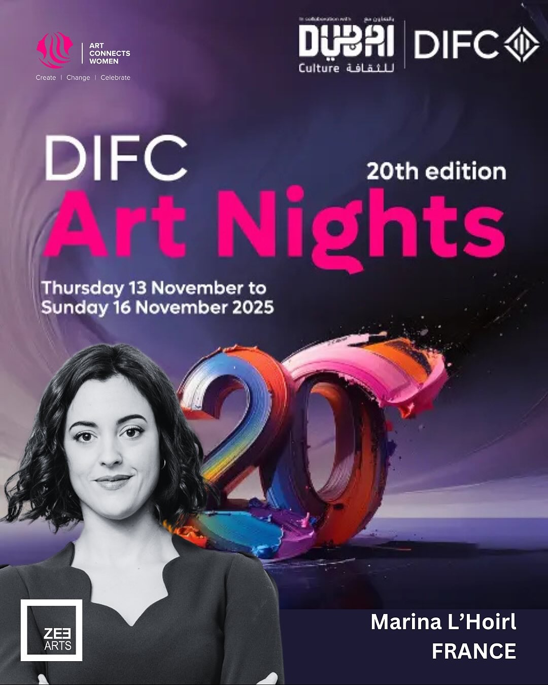 Yesterday was the opening of @DIFC Art Nights — such a beautiful atmosphere ✨
Sharing - Rhythm of the Deep - at the 20th edition of DIFC Art Nights felt like stepping into a space where creativity truly breathes.
My work is rooted in *Intuitive Geometry* — a way of translating emotion, structure and light into something you can feel.
Seeing this piece come alive in such an inspiring cultural setting was a quiet reminder of why I create.
Thank you @zeearts_gallery , @zaahirah_muthy @serenkhalaf and the wonderful artists I had the chance to share this night with:
@faezepaints
@dr.eng.suaadalshamsi
@sanaa.k.art
@art_by_jocelyn
@shrutika.govasi
@zumrud_contemporary
@aktuvar_art
@nouraarty
@tatiana_yatlo_artist
@asma_artist_1
@abeer_edani
@labiba_ferhat
@fersi.mouna
@majoportillaart
Grateful for every connection, every conversation, and every person who took the time to stop in front of the work. ✨
@abdullakha1ed
@khalilawahid
If you’re in Dubai, the exhibition runs until November 16 — don’t miss it.
#zeearts #art #artconnectswomen #difcartnights #difc