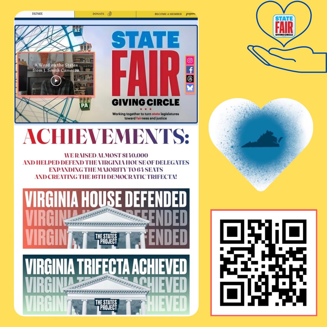 We’re achieving all over! Visit the State Fair website for more details about us, how to become a member and our recent victories in Virginia 💙
We’re better together, so join us! 🤝
Scan the QR code or visit www.statefairgc.com or see the link in our bio 🔗 Share with those you know who want to be part of this important work and the best way to protect democracy!