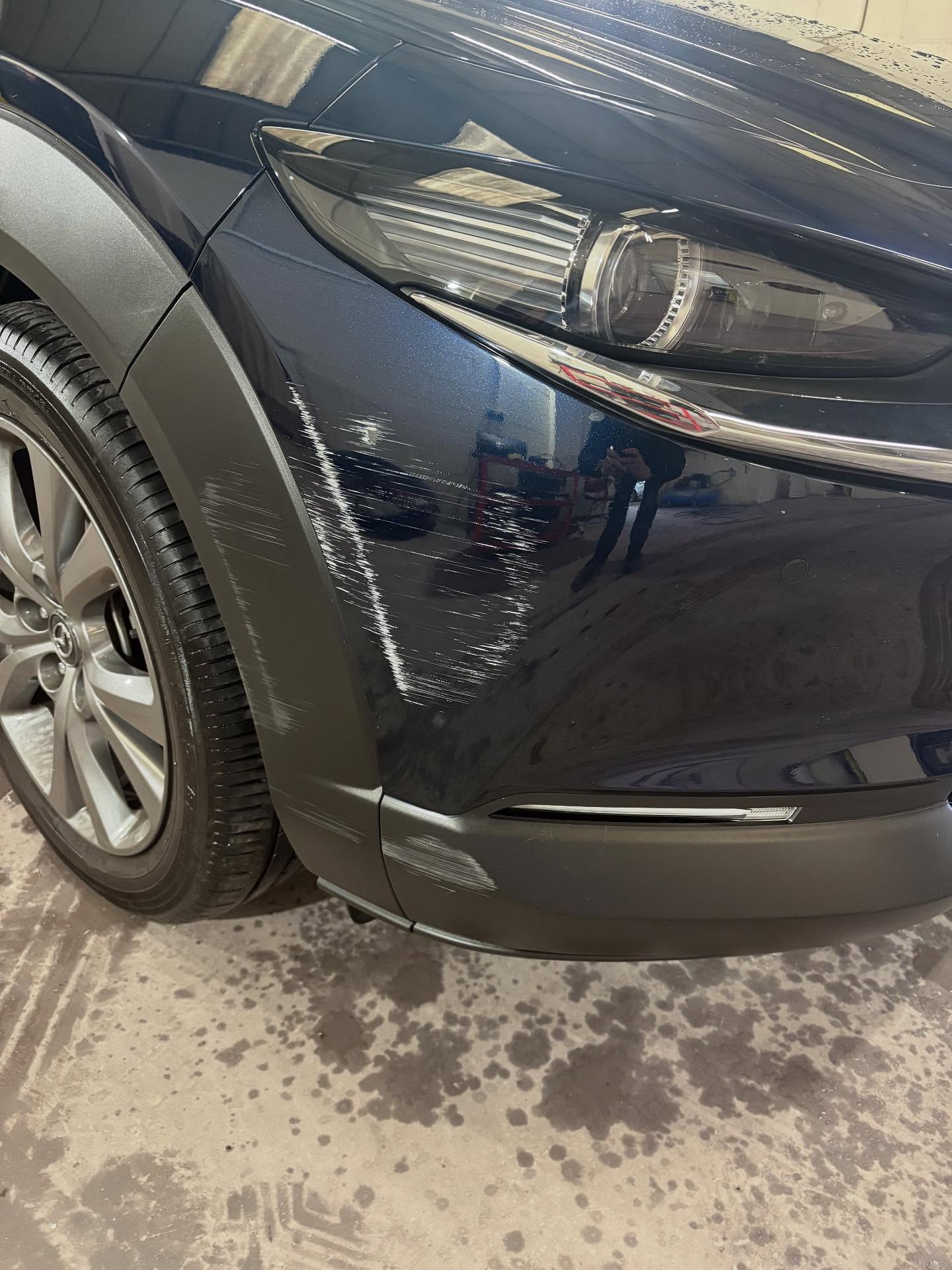 Always nice to have returning customers! We’ve previously done work for Graham on three occasions and always happy to put his new #mazda #cx3 back to showroom condition with a bumper and texture repair. #bodyrepair #smartrepair #bumperscuff #paintshop #caerphilly #carlovers