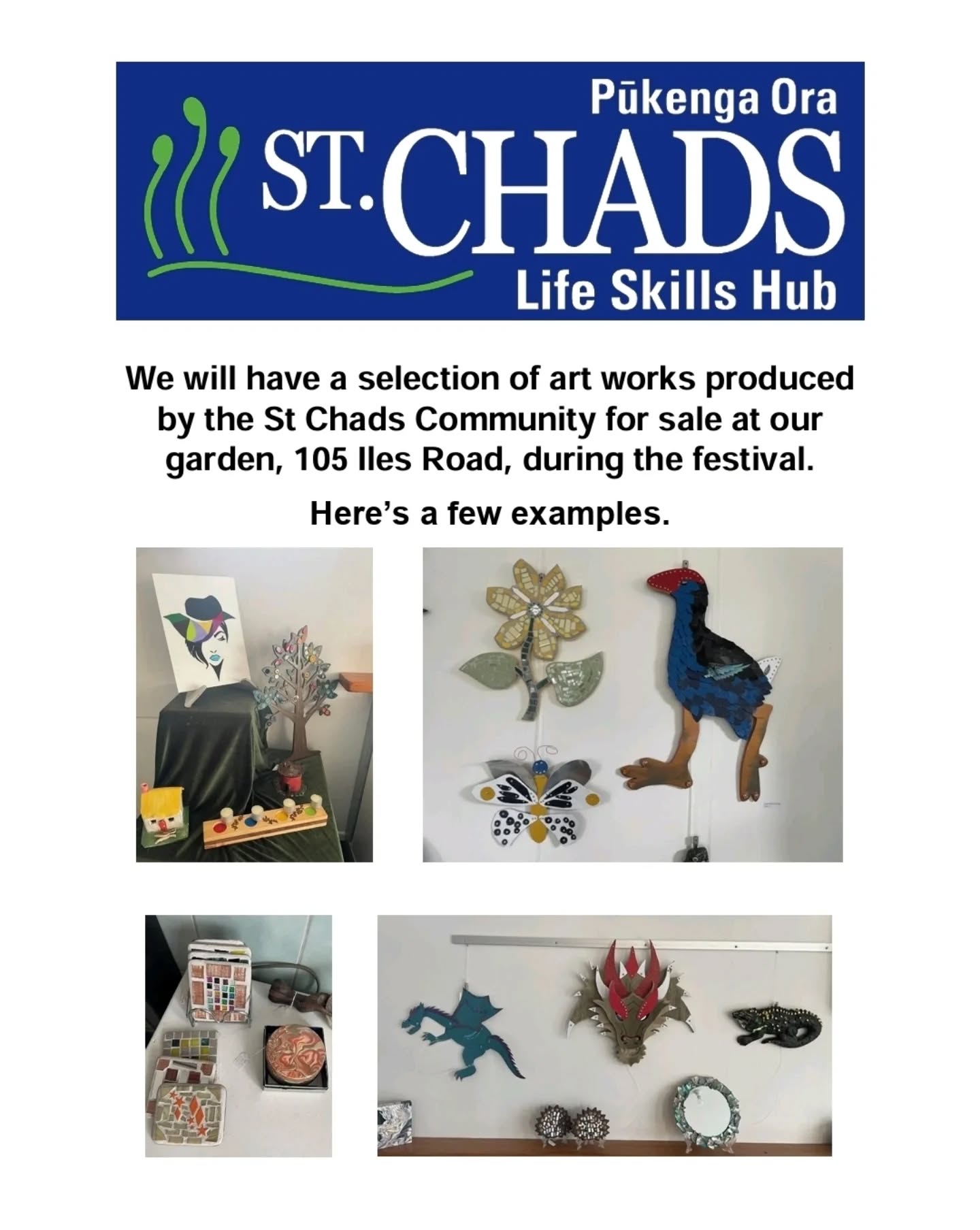 Garden #12 in the booklet will also have a selection of art work by the St Chad's community for sale