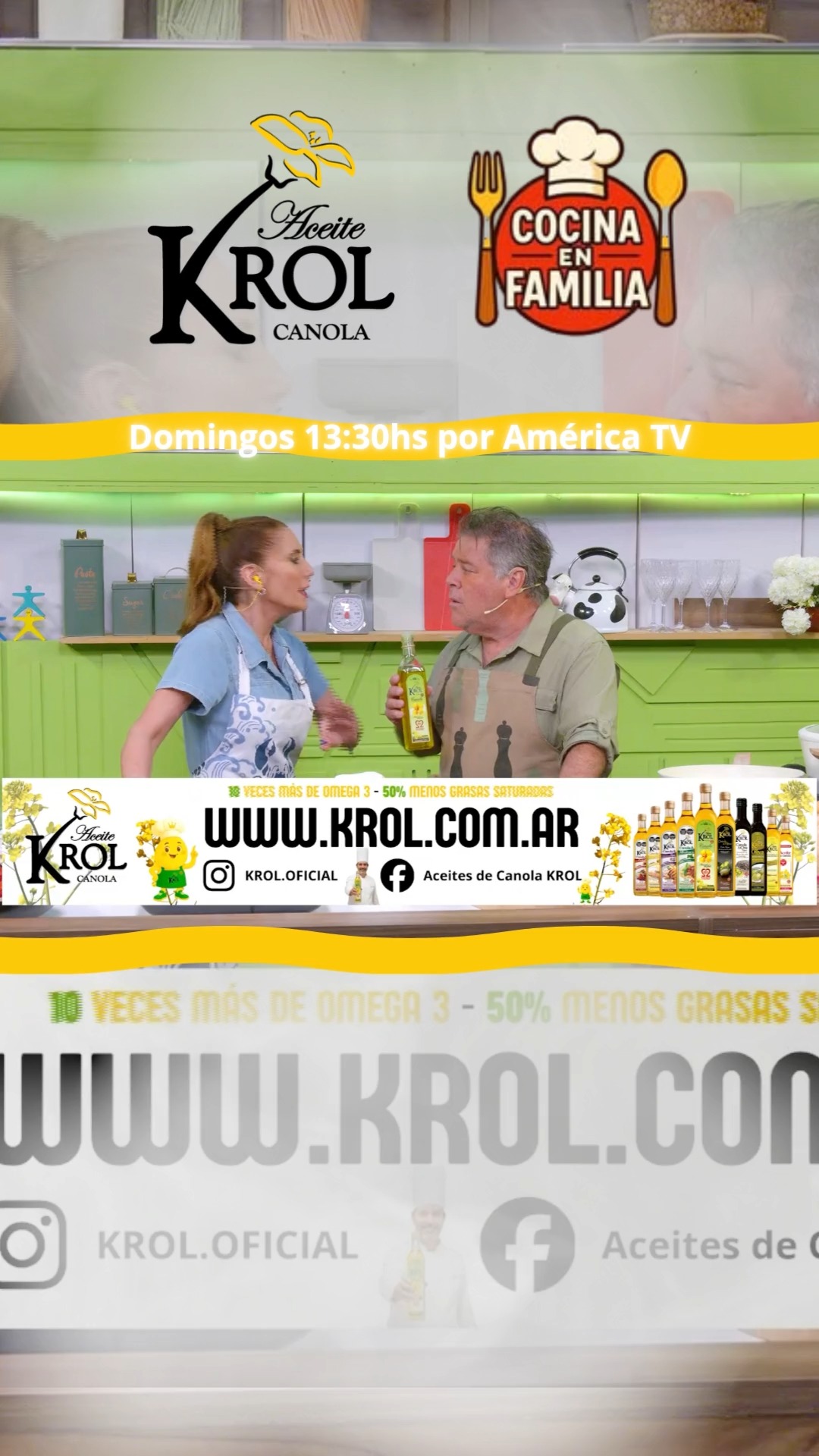📺 ¡KROL llegó a la TV!
Nuestro aceite fue protagonista en el programa @cocinaenfamilia.ok por América TV 💛
Porque cuando se trata de cocinar saludable, natural y con sabor, KROL siempre está en la mesa.
Rico en Omega 3, 6 y 9, sin TACC y prensado en frío 🌿
📺 Miranos todos los domingos por América TV y sumate a quienes eligen cocinar bien, comer mejor y vivir saludable.
👉 Descubrí por qué cada vez más cocineros eligen KROL
#cocinaenfamilia #CocinaSaludable #cocinasaludable #krol