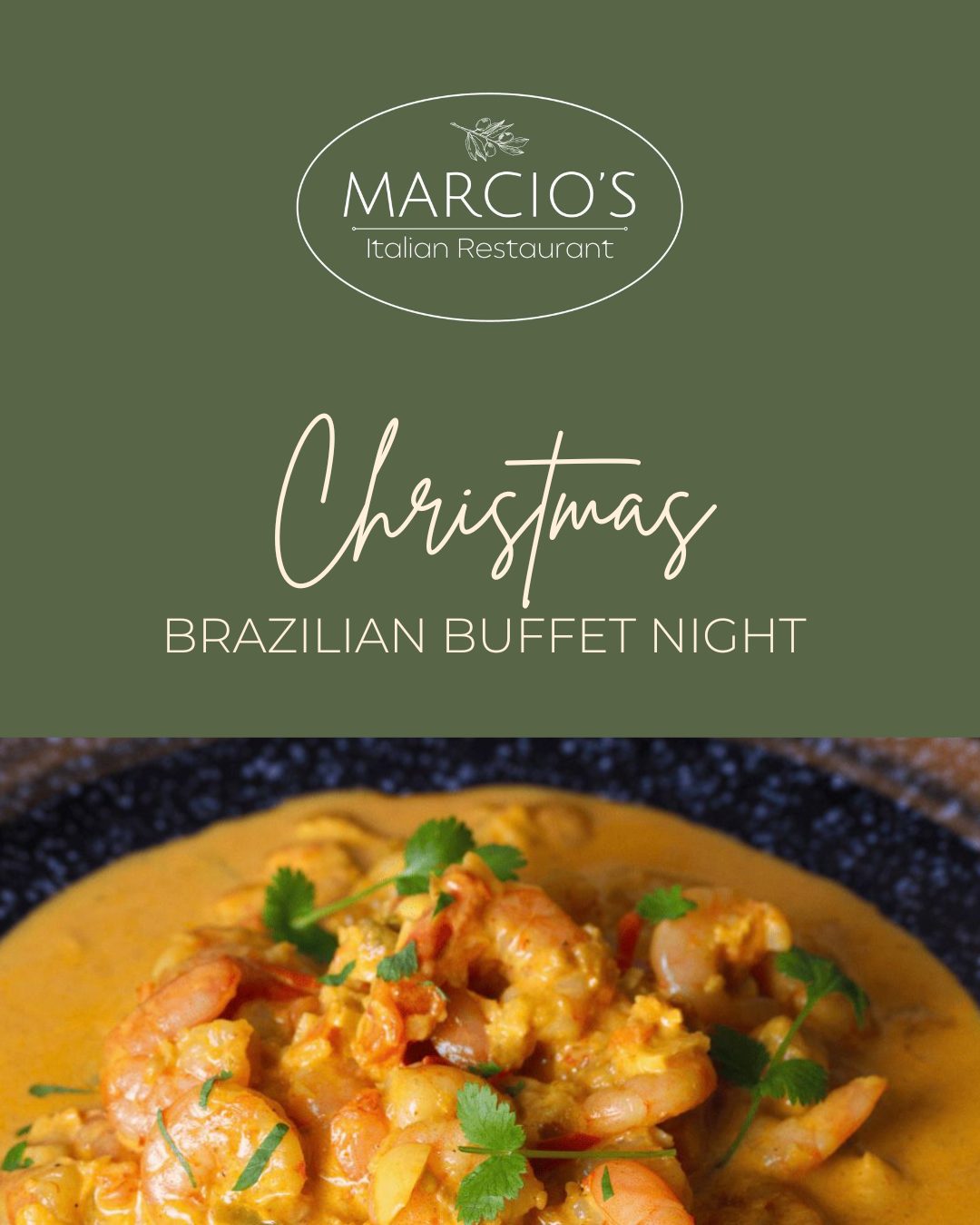 🎄 Brazilian Festive Feast - with Christmas Harmony 🎄✨
For those of you who loved our Brazilian BBQ, we’re excited to announce a special festive edition!
📅 Sunday 23rd November 2025
🕜 From 1:30pm
📍 Márcio’s Italian, Castle Road Bedford
💷 £59pp
Get ready for a feast like no other! 🇧🇷🇮🇹
🍺 A pint of Poretti on arrival
🍴 A grand buffet of 24 authentic dishes including:
7 starters • 6 mains • 6 sides • 5 desserts
🎶 Plus, Live Christmas Harmony to set the festive mood!
Kick off the season in style with a spectacular afternoon of flavour, music and cheer.
✨ Seats are limited - book now for an unforgettable festive experience - https://www.marciositalianrestaurant.co.uk/event-list
📍 Castle Road, Bedford
📞 07768 431715
📧 info@marciositalianrestaurant.co.uk
💻 Book now - www.marciositalianrestaurant.co.uk
🍷🍝 Slow evenings, full hearts, unforgettable flavours.
We can’t wait to welcome you at our Bedford restaurant! ❤️🇮🇹
#MarciosItalian #ChristmasMenu #BrazilianFeast #ItalianRestaurant #FestiveDining #ChristmasInBedford #BedfordEvents #ChristmasParty #BedfordEats #EatItalian #BrazilianBBQ #ProseccoMoments