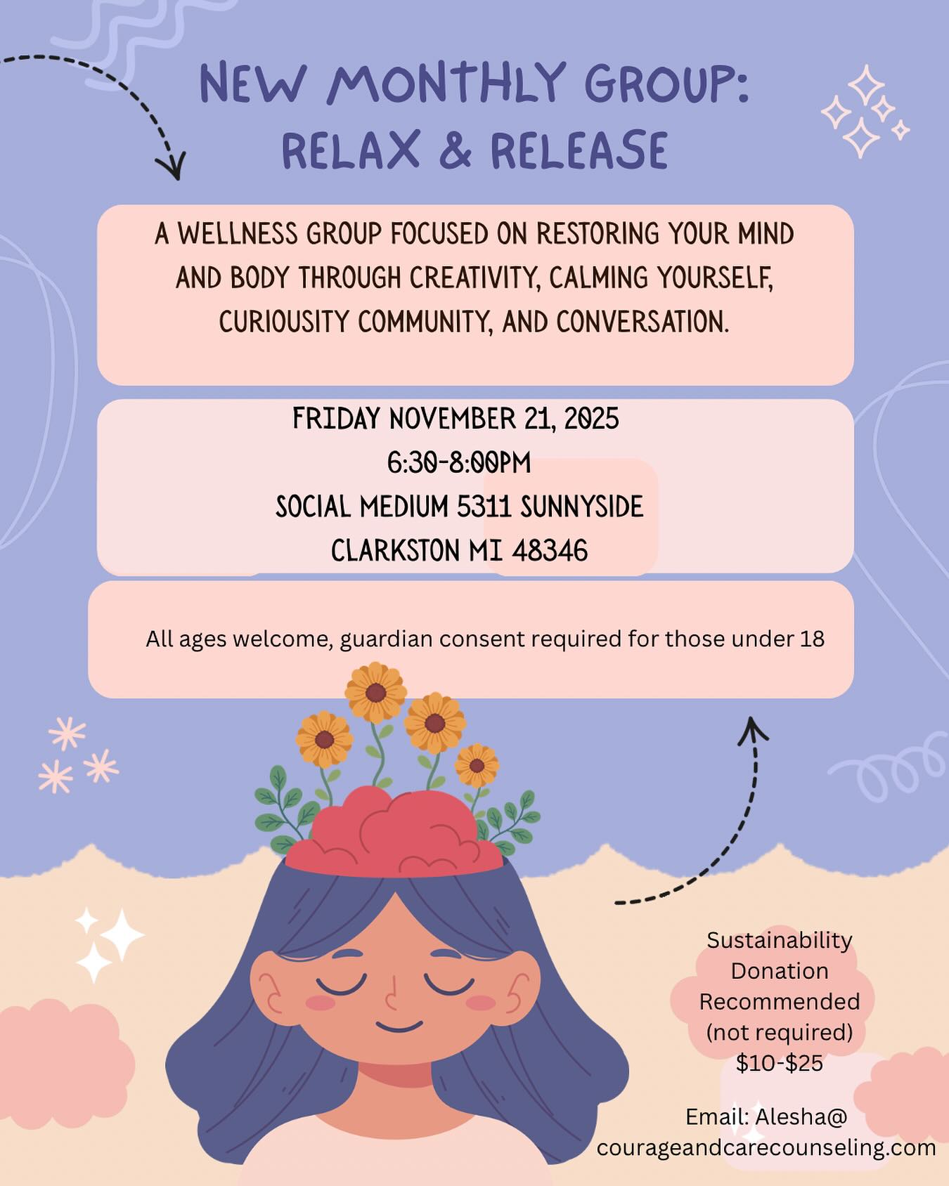 NEXT WEEK!!! Wear comfy clothes, bring a yoga mat, blanket, shawl, stuffie, fidgets—- anything that quietly brings you comfort
#relax #release #trauma #somaticexperiencing #waterfordmi #clarkstonmi