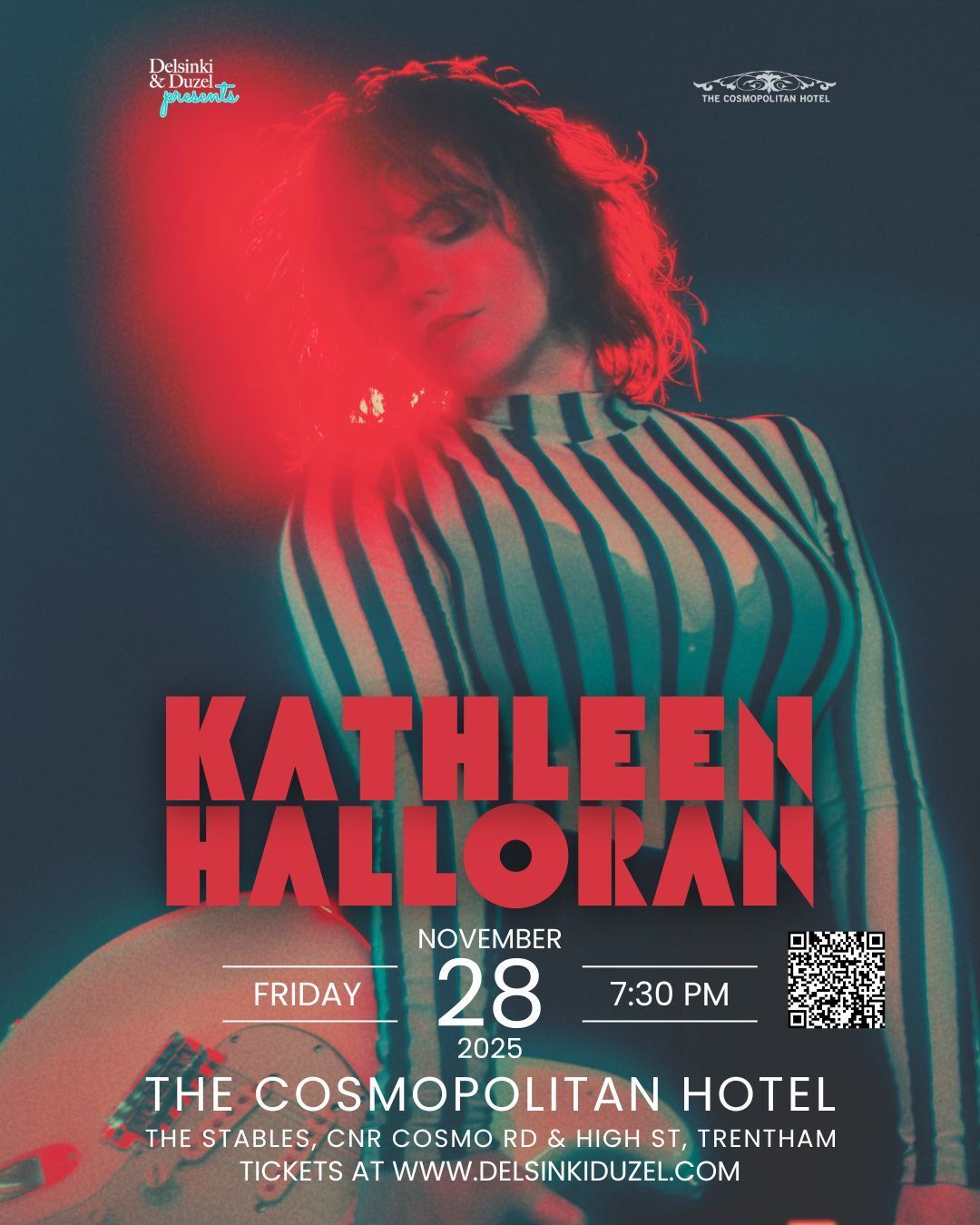Join us in welcoming @kathleen.halloran.music to The Stables Stage at The Cosmo.
Educated on the stage alongside Australia’s biggest names, guitarist for the stars Kathleen Halloran is now stepping out of the shade into her own spotlight.
Currently supporting Ash Grunwald while balancing an always-demanding schedule of live and session performances, including Jon Steven’s and Kate Ceberano’s sold out “Superstars Live” national tour, Kathleen is a familiar name to the Australian contemporary music landscape. Widely known for her swaggering guitar mastery and effervescent, bright onstage expressions.
She’s shared the stage with the likes of Kate Ceberano, Jon Stevens, Katie Noonan, Felix Riebl (The Cat Empire), Mahalia Barnes, Ricki-Lee and Tania Doko to name a few. An artist who “wholeheartedly delivers with conviction so strong you’re lost in each moment” now commences her journey from virtuosic side-woman to solo artist.
'I am always keeping my ear out for players that transport me...Kathleen is one of those rare finds.” - Darren Middleton, Powderfinger
With the irresistible spirit and electrifying fretboard flare that as the industry talking, get ready to witness Kathleen Halloran take flight. Her debut single ‘Free with me’ is infectious, with soaring melodies, youthful freshness and an evocation of heritage Australian rock. Available on all streaming platforms NOV 29th.
On lead vocals as well as her signature blues-drenched guitar, the track is engineered by some of the country’s finest technicians - Ben Edgar (Gotye, Angus and Julia Stone, Matt Corby) and produced by Ross Irwin (Bamboos, Cat Empire, Paul Kelly). ‘Free with Me’ is going to solidly establish Kathleen front and centre as one of the country’s brightest new musical stars, not only as one of the most sought-after rhythm players, but as an entertainer and musical leader.
‘A true, modern day artist with captivating stories to tell’ - Tania Doko
Date: Friday, 28th November 2025
Doors: 7:30pm - Showtime: 8:00pm
Ticket Price: $40
Pre-show dinner bookings are welcome via The Cosmo website.
.
.
.
.
.
#trentham #hepburnshire #daylesfordmacedonlife #macedonranges