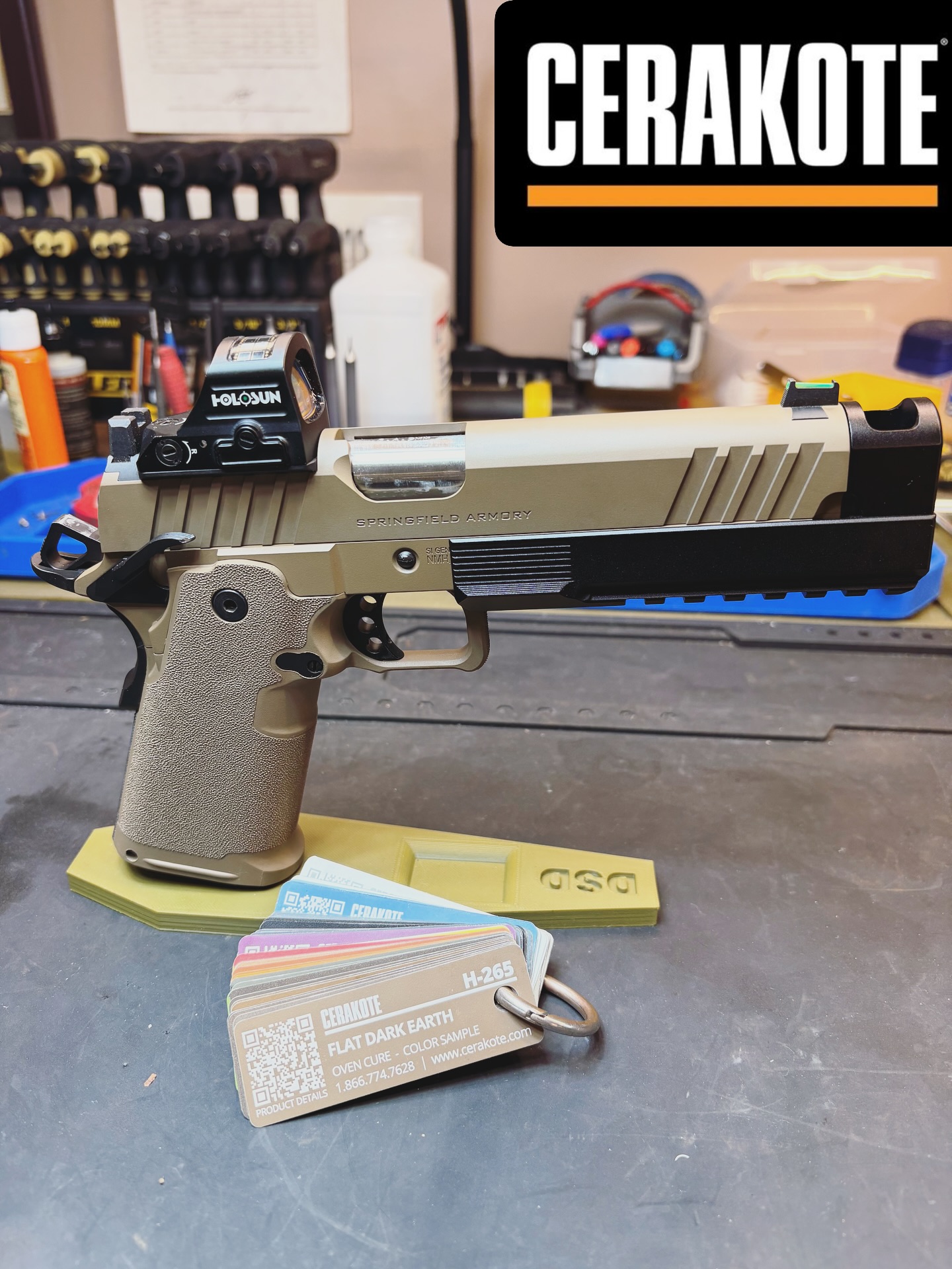 Springfield Prodigy - Cerakote H-165 FDE.
#cerakote #cerakotethatshit #gunsmithing #andersonsc #tactical