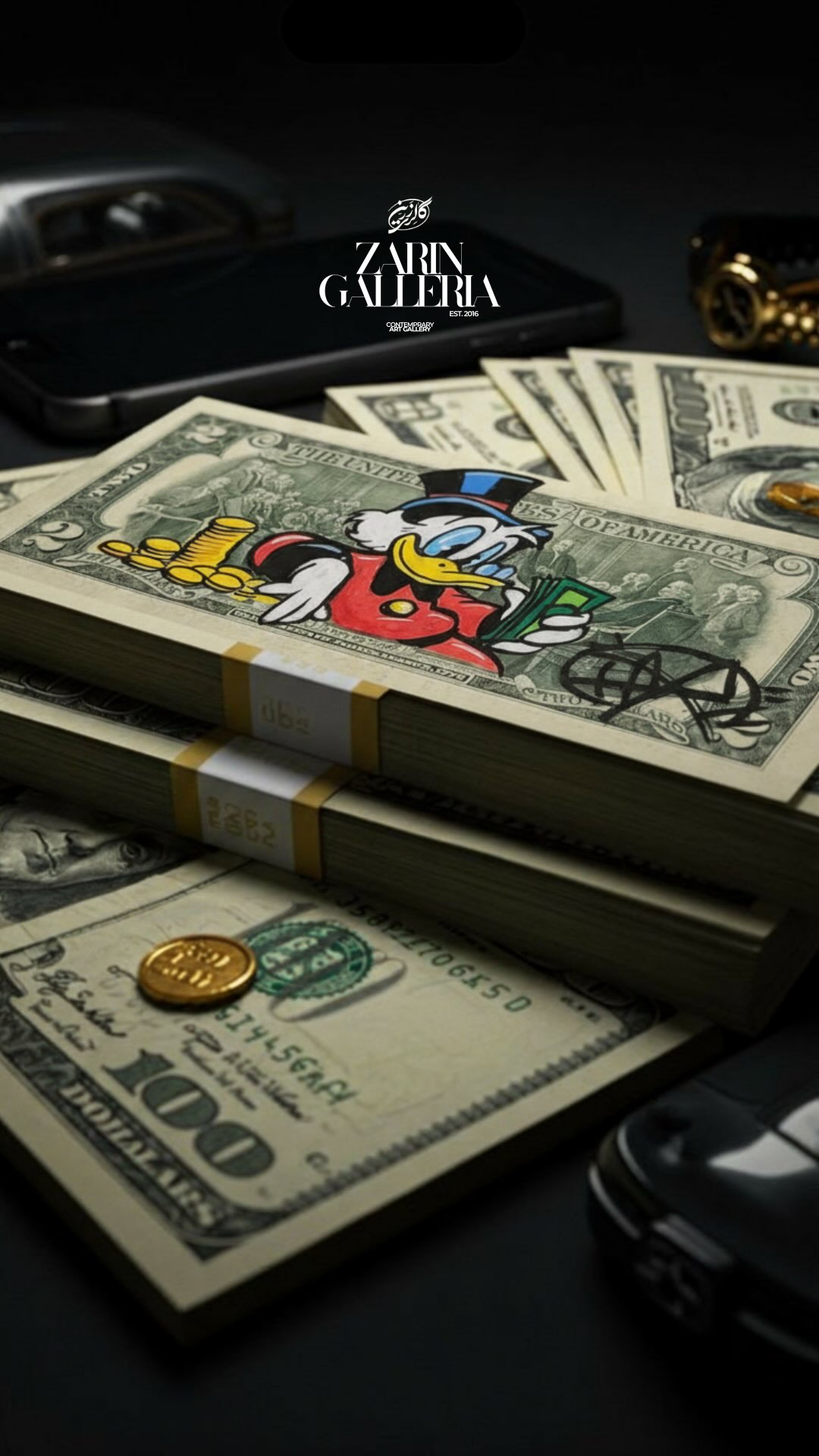 💲💲💲
Pop art meets currency.
French artist Daru transforms real $2 bills into bold, satirical portraits , where money becomes canvas and icons become commentary.
Now available at Zarin Galleria.
More on:
www.zaringalleria.com