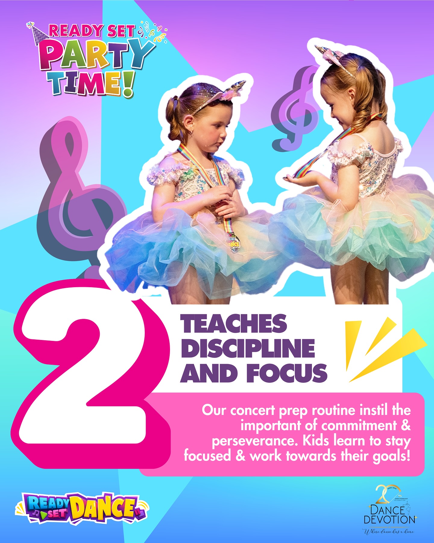 ✨ Benefit #2: Teaches Discipline & Focus! ✨
Behind every adorable concert moment is a lot of learning and preschoolers rise to the challenge beautifully. Through concert preparation, little dancers learn how to focus, follow instructions, and stay committed to a shared goal.
From an educational perspective, concert prep builds:
💛 Discipline: practising steps and routines over time
💛 Perseverance: working through challenges instead of giving up
💛 Attention skills: listening carefully and staying engaged
💛 Goal-setting: understanding what it means to work toward an outcome
These skills strengthen your child’s ability to concentrate, learn, and persist.. on stage and in everyday life!