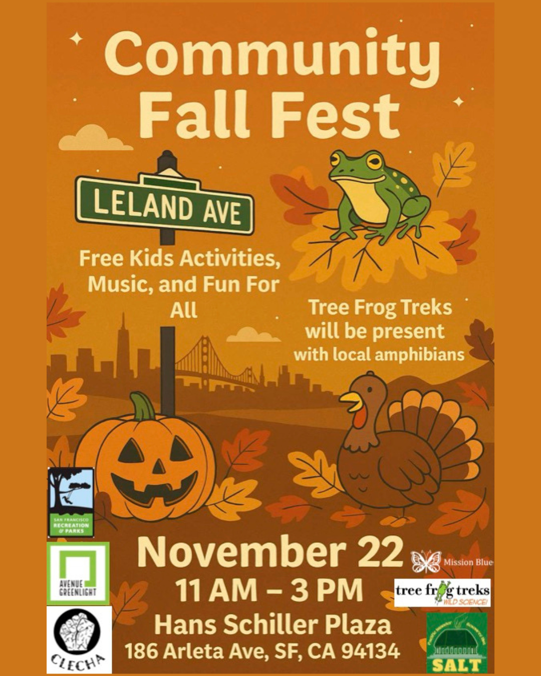 š THIS SATURDAY: Stop by Hans Schiller Plaza for Community Fall Fest! Family-friendly activities including local amphibians from Tree Frog Treks šøā
ā
#AvenueGreenlight #SanFrancisco #VisitacionValley