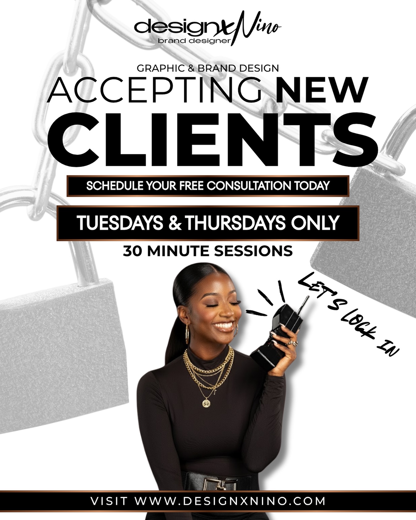 My website is LIVE and bookings are now open. 🔥
Y’all have been asking me for months, “Mel, where’s the site?”
Well… the late nights, the edits, the rebuilding, the vision…. it all came together. And now you finally have a place to explore my work, book your services, and see everything I’ve been building behind the scenes.
To kick this off the right way, I’m offering FREE consultations for new clients who need direction, clarity, or a real brand strategy before they invest. If you’ve been stuck, unsure, or ready to elevate. This is your moment!
THE DROP!
DesignXNino is officially open for business.
Tap the link in my bio. Step inside. Let’s build something you can’t stop looking at. 🖤
#BrandDesigner #GraphicDesigner #WebsiteLaunch #NowBooking #DesignStudio #SelfTaughtDesigner #BrandIdentityDesign #CreativeEntrepreneur #EntrepreneurCommunity #SmallBusinessOwner #DetroitCreatives #WomenInDesign #BrandStrategy #BusinessBranding #DigitalCreator #FreelanceDesigner #DesignInspiration #BrandDevelopment #BookNow #designxnino