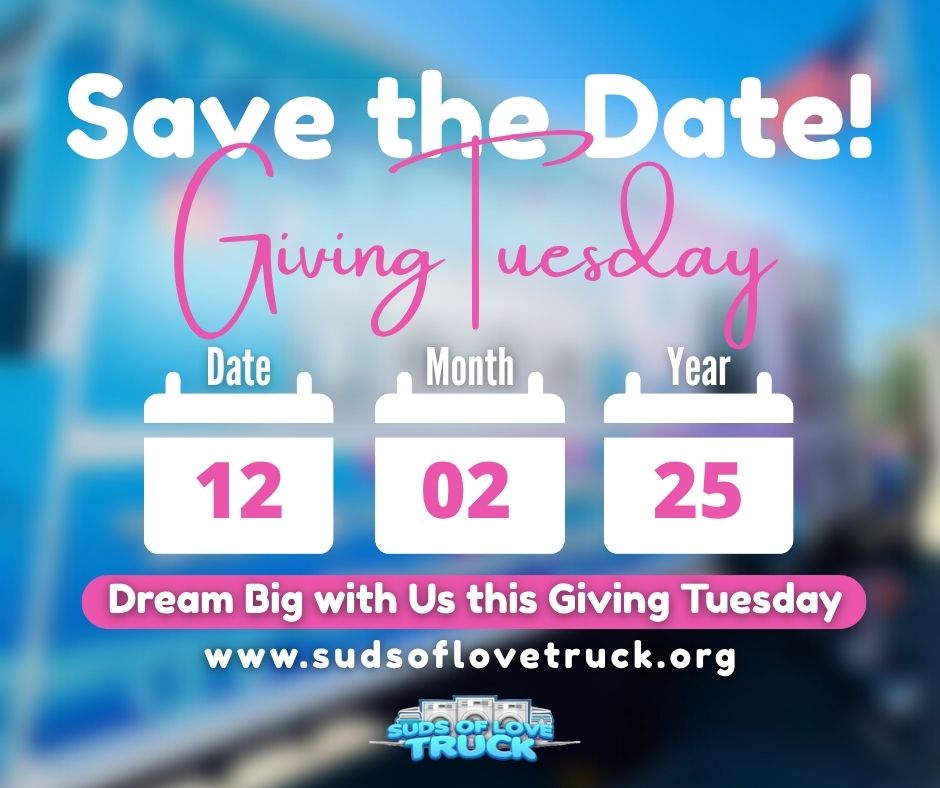 Giving Tuesday is almost here!💧On December 2, we’re dreaming big to help more families with clean clothes, warm showers, and a fresh start.
Your support makes it all possible.
Mark your calendars, spread the word, and join us in building Suds 2.0! www.sudsoflovetruck.org
#SudsOfLove #GivingTuesday #Suds2point0 #HopeAndHygiene #KindnessInAction