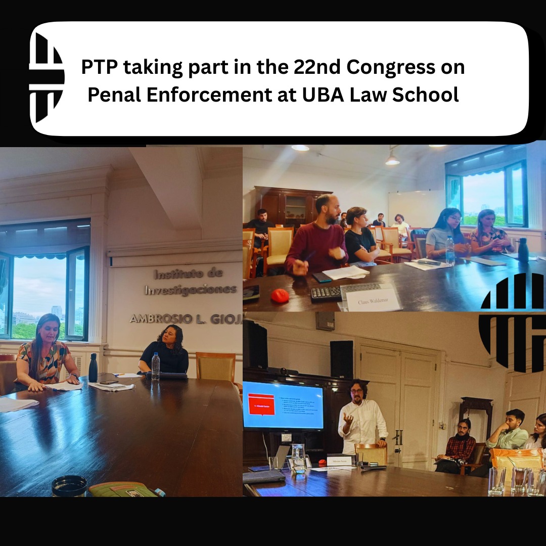 ES - EN - FR
La semana pasada, en el marco del XXII Congreso de Ejecución Penal en @DerechoUBA, nuestras/os compañeras/os Isabella Paccio, Julieta Taboga, Maialen Somaglia, Máximo Sozzo y Ramiro Gual presentaron los resultados preliminares de la investigación en curso sobre el trabajo de la Procuración Penitenciaria de la Nación.
👏 ¡Felicitaciones por su trabajo! Esperamos poder leerlos y escucharlos pronto.
________________
Last week, at the 22nd Congress on Penal Enforcement held at @DerechoUBA, our colleagues Isabella Paccio, Julieta Taboga, Maialen Somaglia, Máximo Sozzo, and Ramiro Gual presented the preliminary findings of their ongoing research on the work of the National Prison Ombudsman’s Office.
👏 Congratulations on your work — we look forward to reading and hearing more from you soon!
_______________
La semaine dernière, dans le cadre du 22e Congrès d’exécution pénale à @DerechoUBA, nos collègues Isabella Paccio, Julieta Taboga, Maialen Somaglia, Máximo Sozzo et Ramiro Gual ont présenté les résultats préliminaires de leur recherche en cours sur le travail de la Procureure pénitentiaire nationale.
👏 Félicitations pour ce travail ! Nous avons hâte de lire et d’entendre la suite.