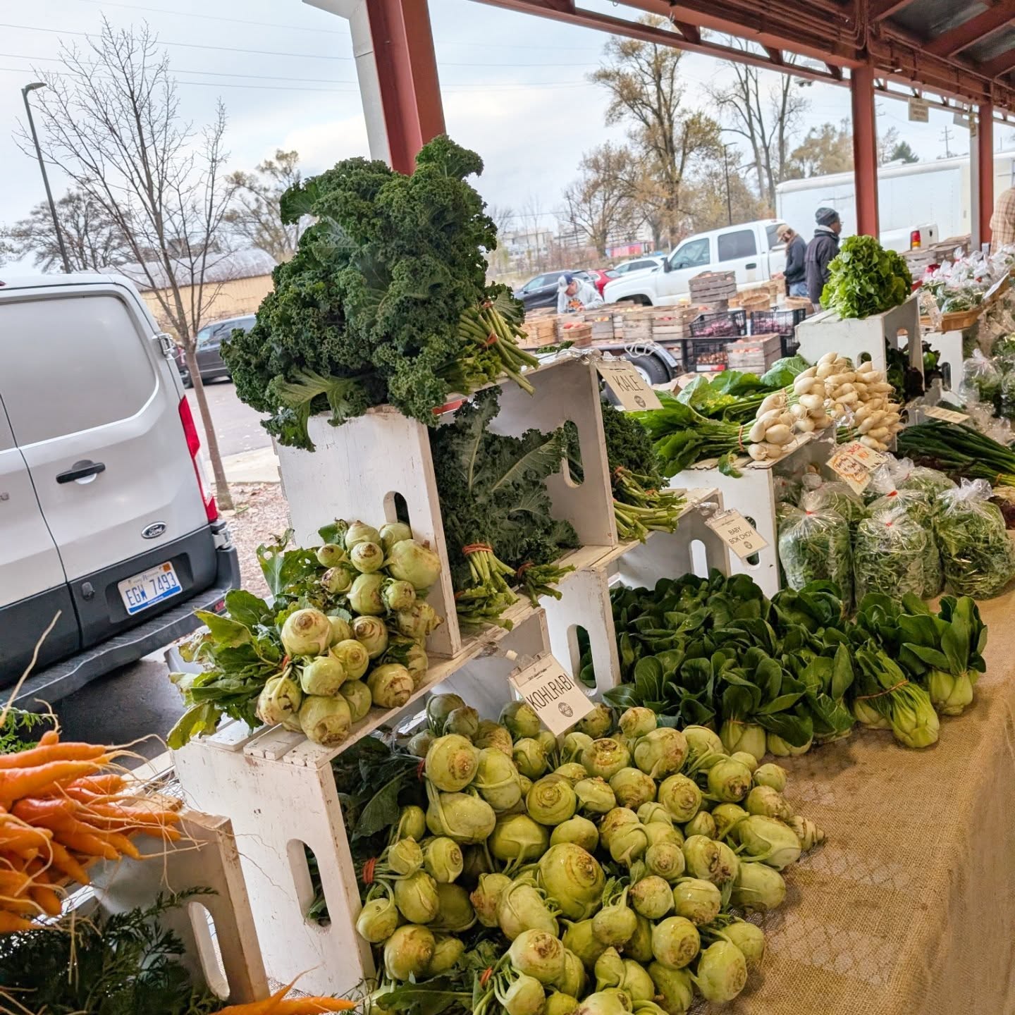 A 60 Degree market day in November?! Yes please! Come on down to the @kalamazoomarket and grab some fresh local food! We've still got a few heirloom tomatoes and the roots and greens are poppin π€