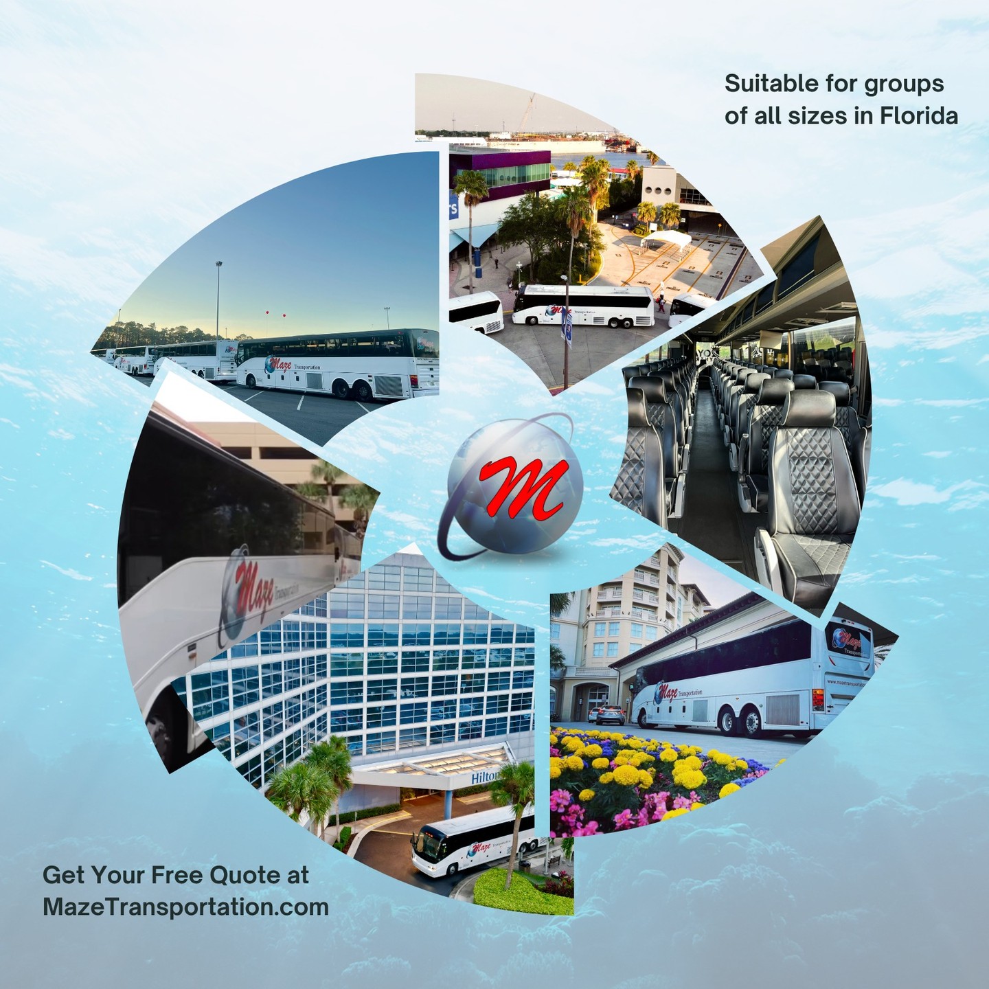 Group travel made simple with Maze Transportation. Whether it’s company outings, school trips, conventions, or beach getaways, we’ve got your group covered with reliable charter bus service across Florida. Get your free quote today and experience the Maze difference.
mazetransportation.com | 407-491-6776
•
#MazeTransportation #GroupTravel #CharterBusFlorida #FloridaTransportation #TravelTogether #CharterBusService #GroupTransportation #FloridaEvents #BusCharterd #RideWithMaze