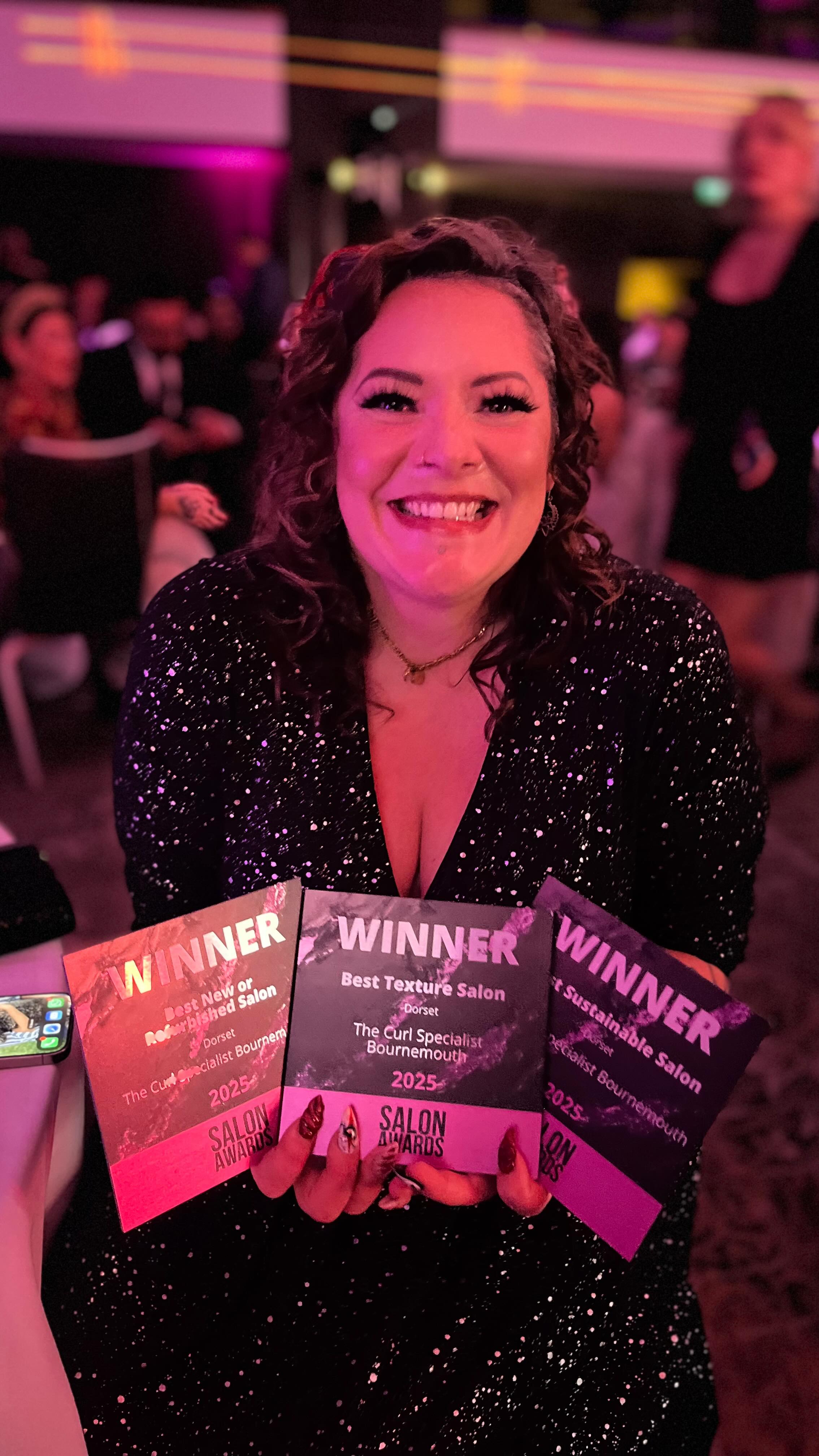 I don’t think I’m going to be able to get through all of the congratulation messages! … Thankyou so so much for all of your support!
My first awards! And what blinders they are!
…
Best New salon
…
Best Sustainable Salon
…
Best Texture Salon
What unbelievable recognition in the first year of opening! I didn’t get a chance to do an acceptance speech as there was a lot to get through but if I did it would go a little something like this…
“I’m crying, of course I’m crying! Because I really feel these awards, they weren’t won by default, they were won because I’ve created something beautiful, something meaningful and something that prioritises people over profit.
The last 8 months since opening have been an absolute whirlwind and I’m pretty sure my clients are fed up of me saying I’m flying by the seat of my pants!
I feel like I’ve achieved so much already but let me tell you… I’m just warming up honey!
Thankyou so much for this recognition that if you do right by people they will do right by you! Now I’m off to party!”
We had such a good night celebrating with super talented salon owners & stylists and would you beleive in bed with a tea before 12?…how frikkin rock and roll!
All that’s left now is to find somewhere to display these things!
#awards #salonawards #salonawardwinner #besttexturesalon