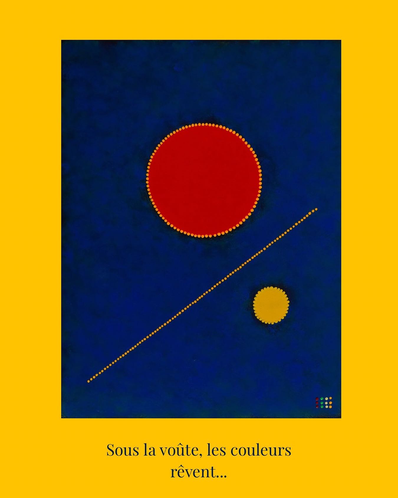 « Sous la voûte, les couleurs rêvent « : dans l’immensité bleue, les formes s’éveillent et se répondent, comme des rêves qui prennent lentement la lumière… #artcollector #arrgallery #artistefrancaise #pointillismartist #artabstract #artcontemporary #abstractartist #homedesign #artcollection #singulartartiste #i̇nstaart #camelbackgalleryfeaturedartist #compagnonsdelexcellence #modernwallart #abstractforsale