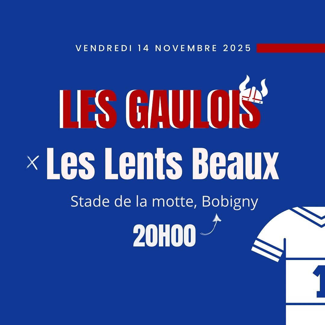 Les Gaulois 🏉
Ce vendredi 14 novembre, nos gaulois jouent à domicile 💙❤️
👉 Face aux Lents Beaux au stade de la motte, Bobigny à 20h00 !
On compte sur vous pour venir nombreux et donner de la voix 🎶💪
#rugbypourtous #touspourpantin