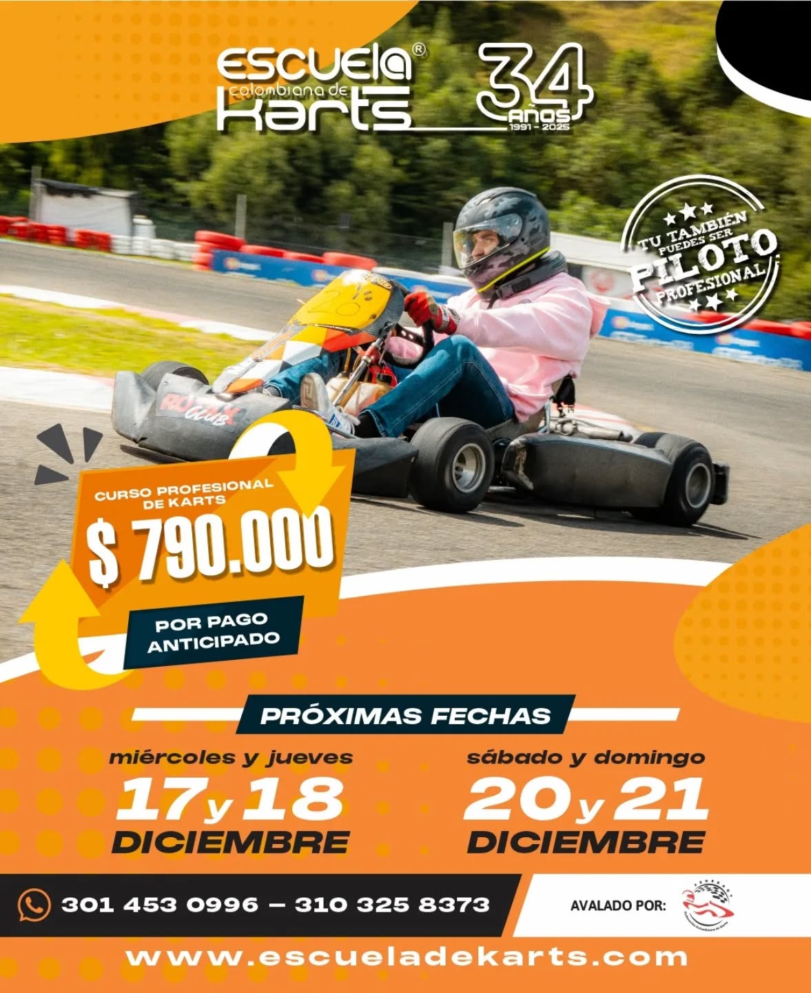 ¡Último llamado del año! 🚦
Deja de soñar con la pista y empieza a manejar en ella. Nuestro Curso Básico es el programa perfecto para que arranques tu carrera en el kartismo 🏎.
Regálate o regala una experiencia inolvidable 🌟. Haz clic en el enlace del perfil para asegurar tu cupo.
#KartsEnDiciembre #EscuelaDeKarts #CursosDeKarts