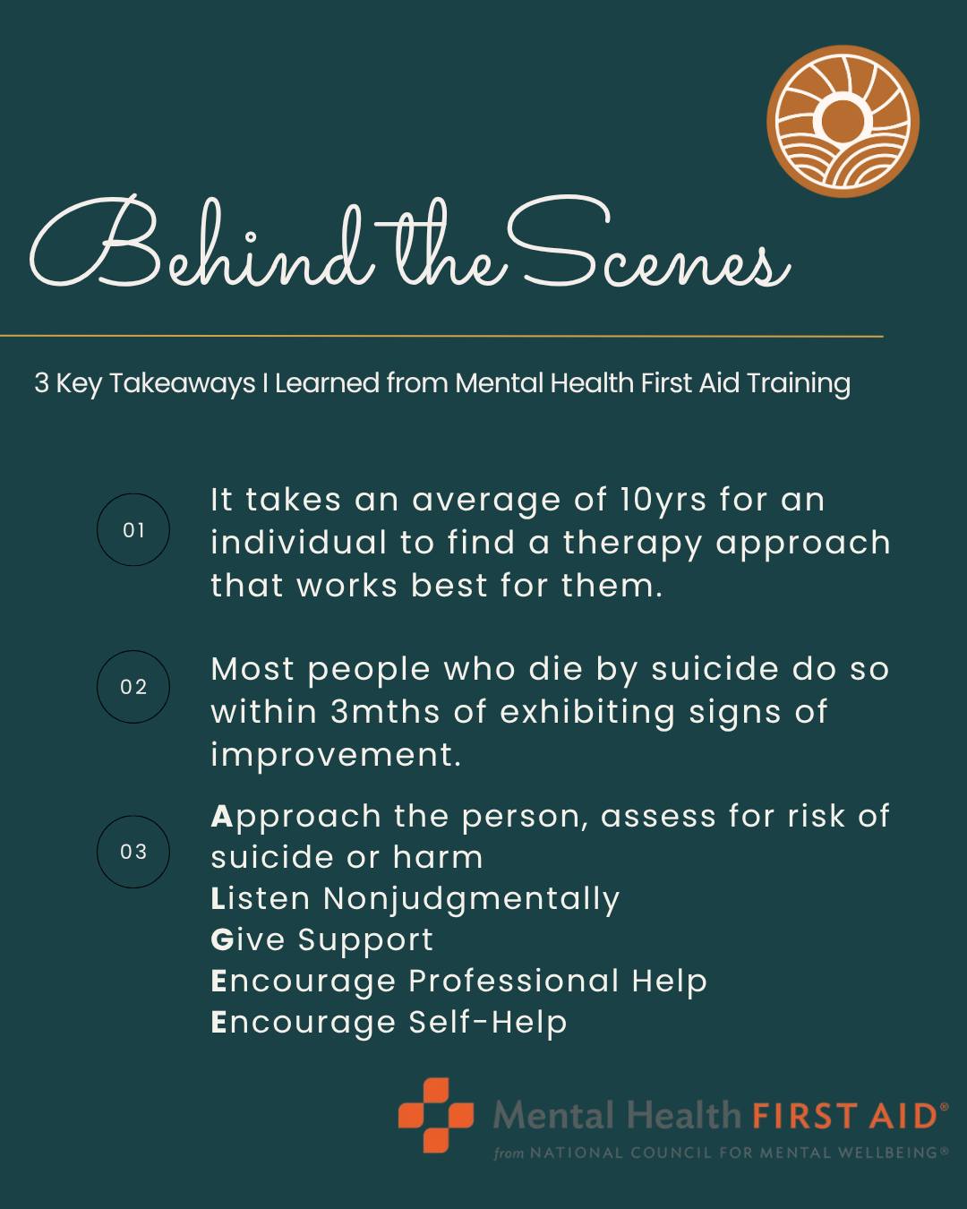 Wrapped up Mental Health First Aid Training last week and as expected, it was eye-opening.
If you've been thinking about taking this course, there are so many free offerings available—both in-person and fully online, in English and Spanish, with options for Adult and Youth training.
Highly recommend this for anyone, at any stage of life—no matter what you do for work or where you're at in life. These are human skills we all need. Free courses are available in-person and online, in English and Spanish, with options for Adult and Youth training.
#mentalhealthfirstaid #awareness #stigma #support #advocacy