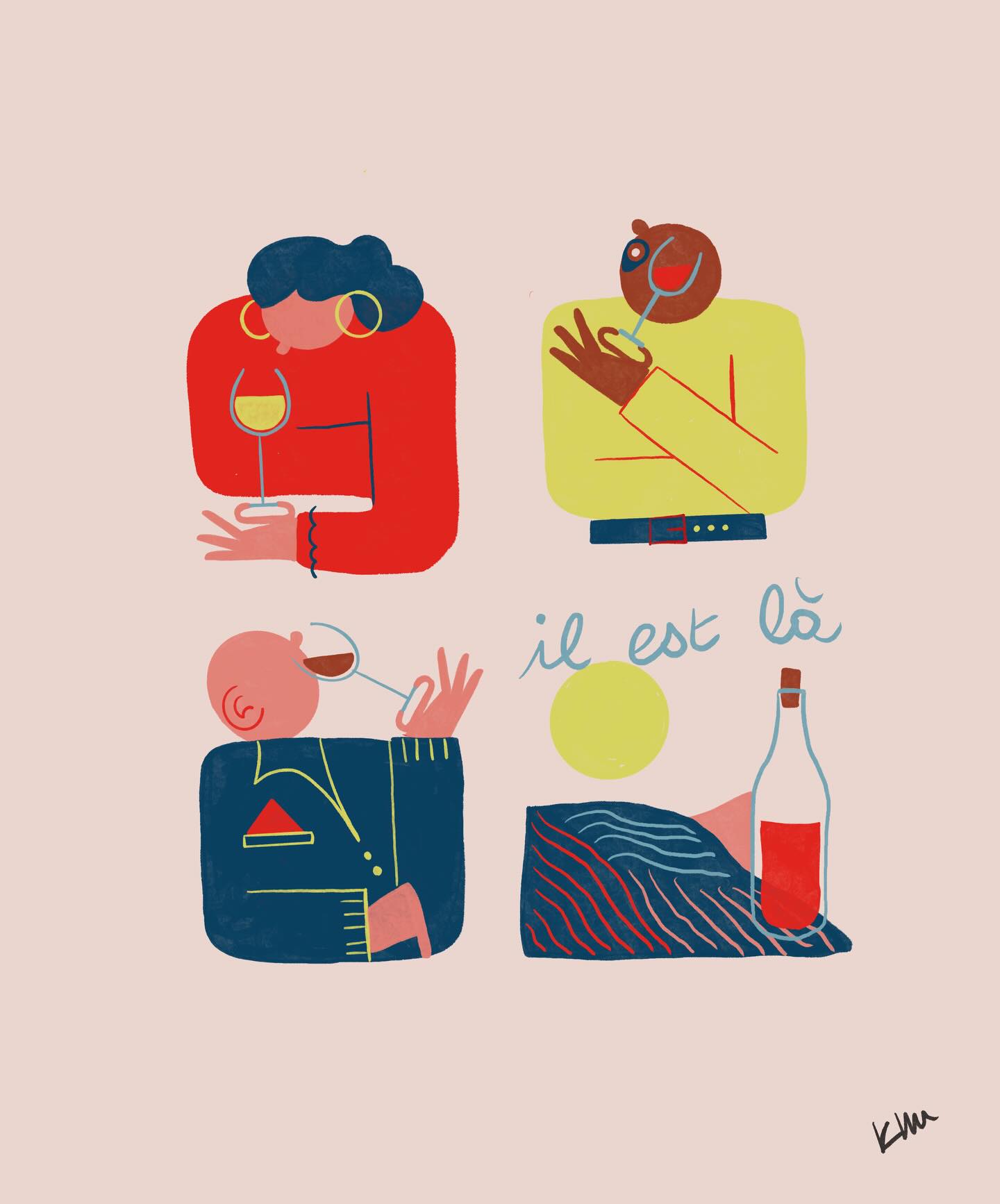 Il est là ! Le Beaujolais nouveau nous emmène avec lui découvrir notre joli terroir ! J’ai fait cette petite illustration pour l’occasion et il se pourrait bien qu’elle finisse serigraphiée la semaine prochaine 😍#beaujolaisnouveau #graphisme #illustration