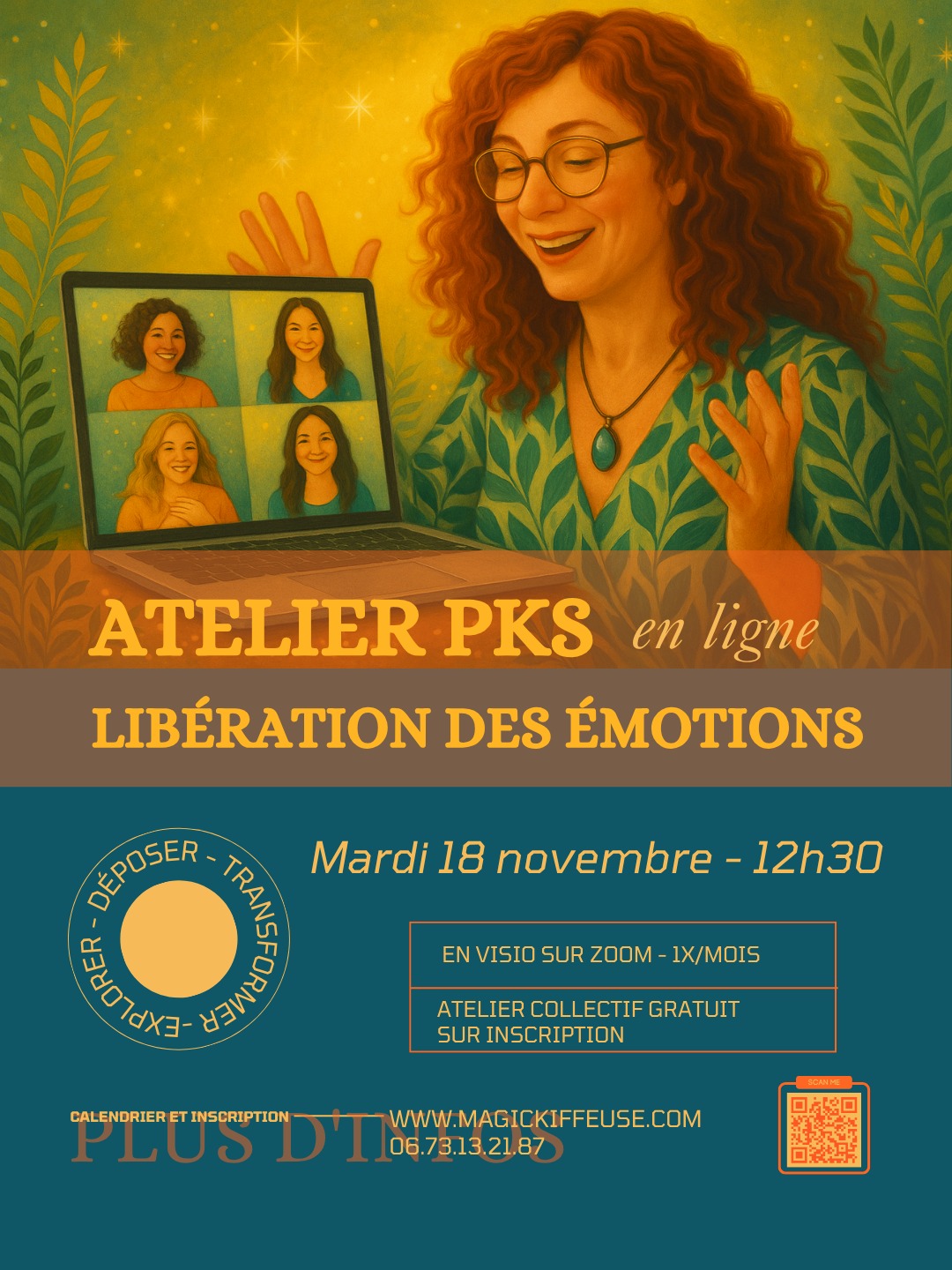 Tu sens que tu as des blocages intérieurs, mais tu n’arrives pas à mettre des mots dessus ?
Le mardi 18 novembre à 12h30, j’anime un atelier en ligne pour te faire découvrir le PKS – une approche fine pour libérer les loyautés invisibles, les blocages émotionnels et revenir à ta clarté intérieure.
💫🕊 1h pour déposer, respirer, comprendre autrement.
👉 Participation : gratuit, sur inscription.
📩 Écris-moi “PKS” en commentaire ou en DM et je t’envoie le lien
Je suis Julie, Magic’Kiffeuse, facilitatrice de joie incarnée,
et je marche à tes côtés — pour que tu te souviennes que la vie aime quand tu te choisis. 🌸
#atelierpks #libérationémotionnelle #reconnexionasoi #hypersensibilité #pks #joieincarnée #joieincarnée #reconnexion