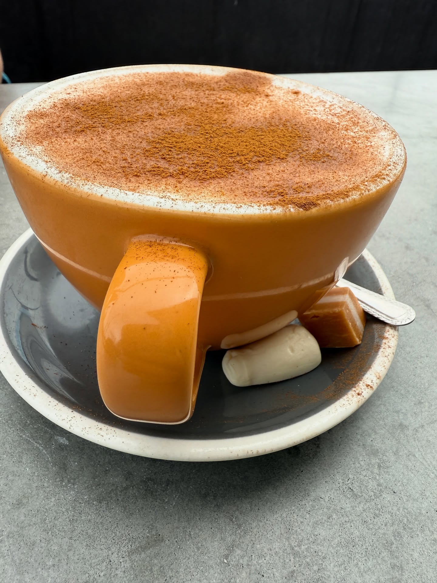 Spicy chai with milk bottle and jersey caramel lollies = bliss. Nz nails the lollies and drink combos.