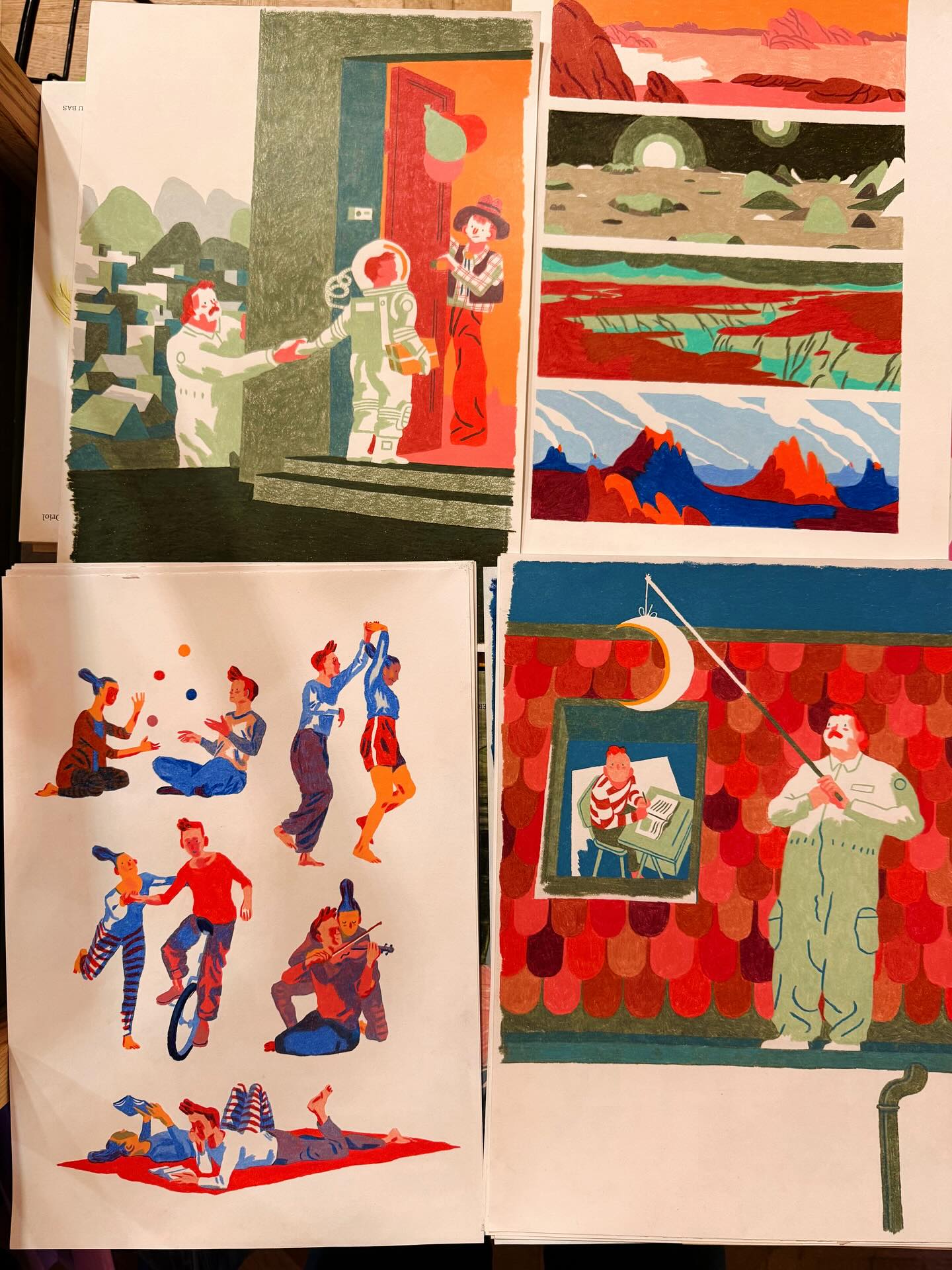 Au printemps prochain, un nouvel album du talentueux @nebbachearnaud rejoindra notre catalogue: « Décrocher les étoiles ». Une magnifique histoire autour de la relation père-fils, des envies de chacun et du pouvoir de la vie. En attendant le livre, voici quelques originaux… à couper le souffle ! #letageredubas #albumjeunesse #arnaudnebbache #originaux #decrocherlesetoiles #aparaitre #litteraturejeunesse #editionindependante