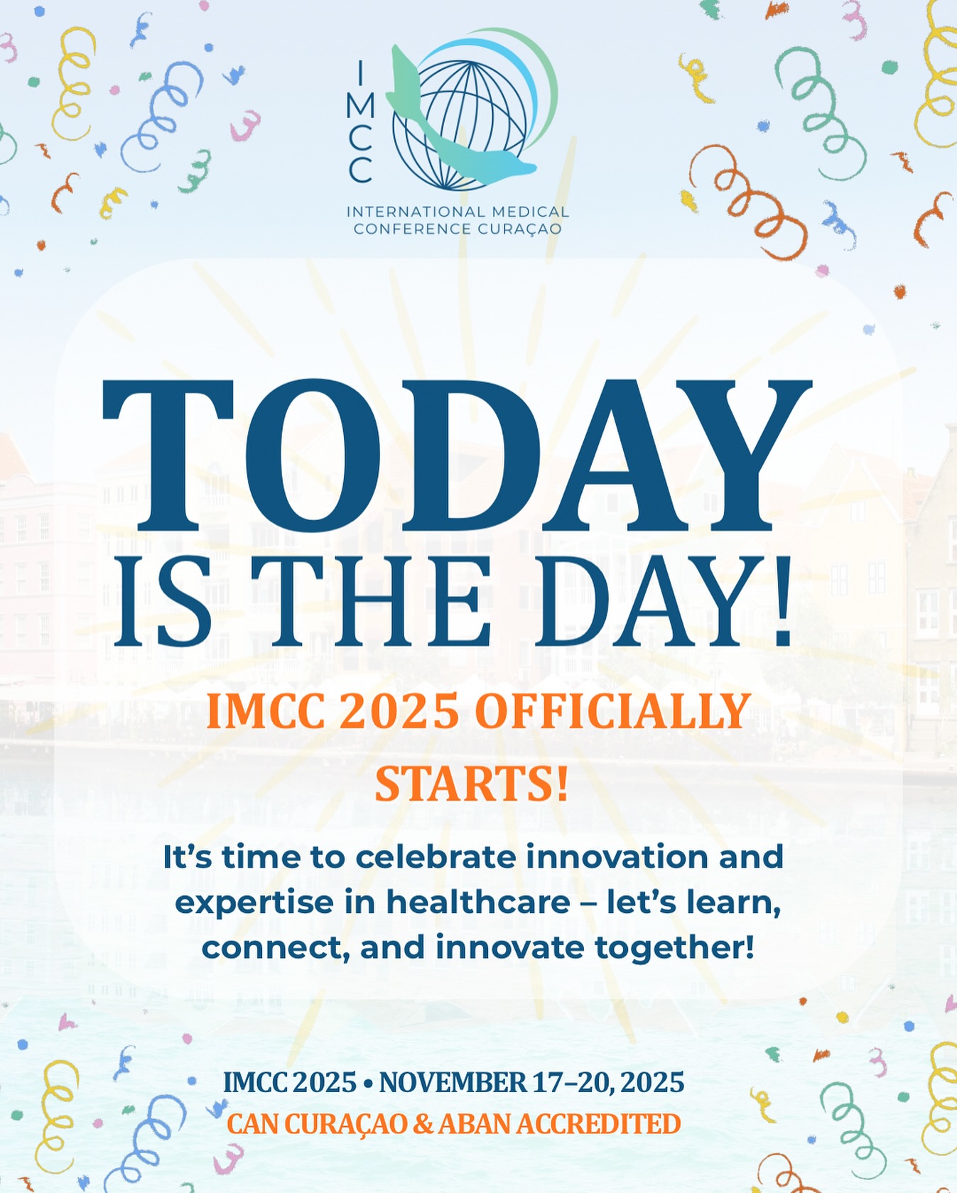 The wait is over — IMCC 2025 BEGINS TODAY! 🎉
We’re kicking off four days of breakthrough insights, global perspectives, and meaningful connections. Let’s learn, innovate, and celebrate healthcare excellence together. ✨
This week, you’ll gain fresh inspiration, earn your CAN Curaçao & ABAN accredited educational credits, and connect with experts and changemakers from around the world.
We’re ready — see you soon! 🇨🇼
📅 November 17–20, 2025
👉 www.medconferencecuracao.com
•
#RehabilitationSience #physicaltherapy #occupationaltherapy, #speech #therapy #psychology #trauma #research #future #healthcare #ICF #DAT
#IMCC2025 #IMCC #IMCCuracao #internationalmedicalconferencecuracao #medicalconferencecuracao #medconferencecuracao #medicalconference #medicalevents #medicaleducation #medicalinnovation #HealthTech #MedicalProfessionals #MedicalCommunity #MedicalResearch
@dolphintherapycuracao @kiki.kuhnert @dolphinsuitescuracao @curacaowellnessassociation @cinexcur @jeanettem.bonet @drolaf2023 @curacao_medical_center @gobiernudikorsou @misterieowcs @meocur @canchildcentre @rehakind_e.v @guardiangroupdc @labdemed @mambobeachblvd @adc_nv @timmyandfriendsorg @green.nexa @royalseaquariumresort @klm @casino.aqua @mcbcuracao @stmartinusuniversity @avalonuniversity @cmusom @misterieowcs @meocur @dolphintherapycuracao @kiki.kuhnert