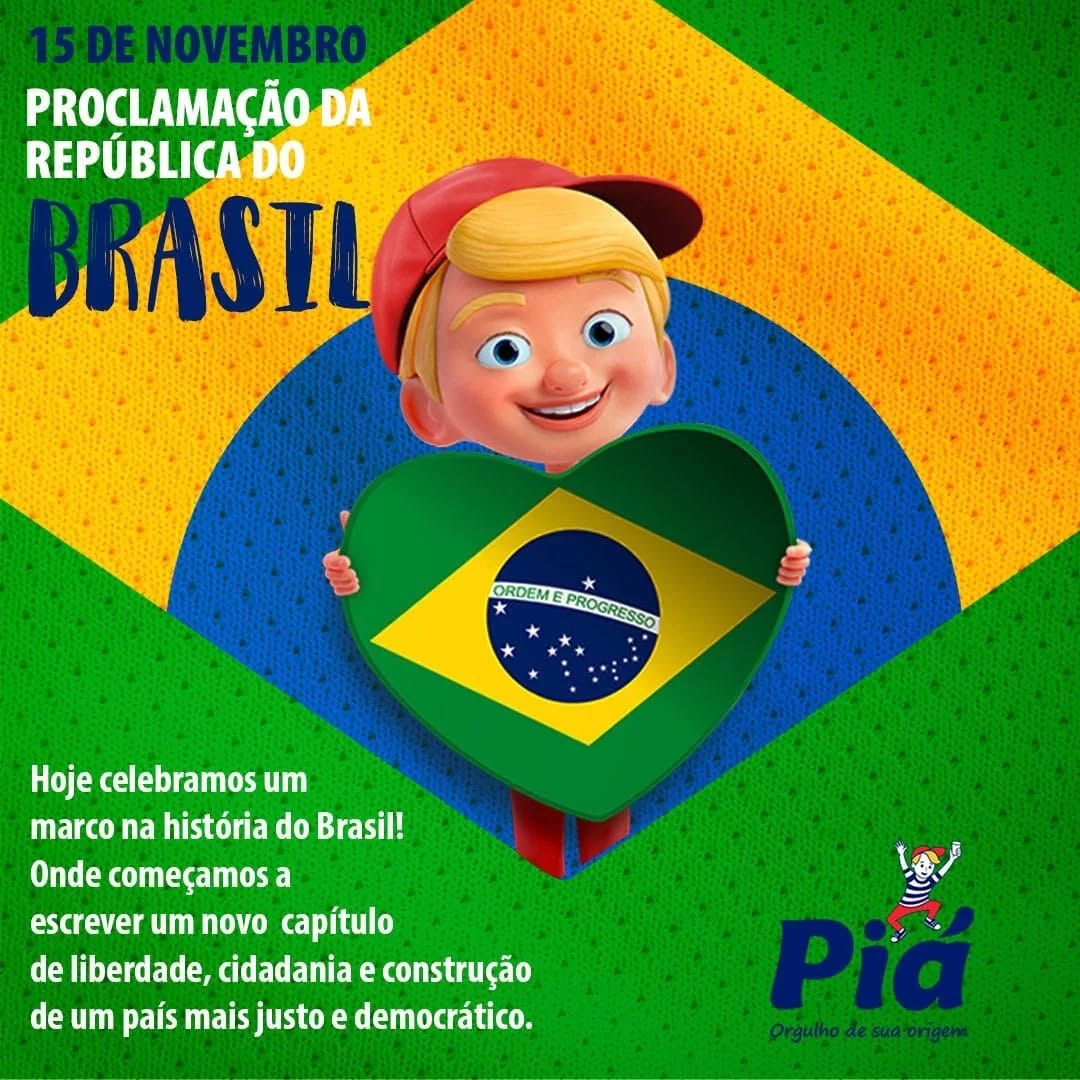 No 15 de novembro, celebramos a Proclamação da República, que a data nos inspire a renovar valores de cidadania, justiça e respeito — construindo, todos os dias, um país melhor para todos.