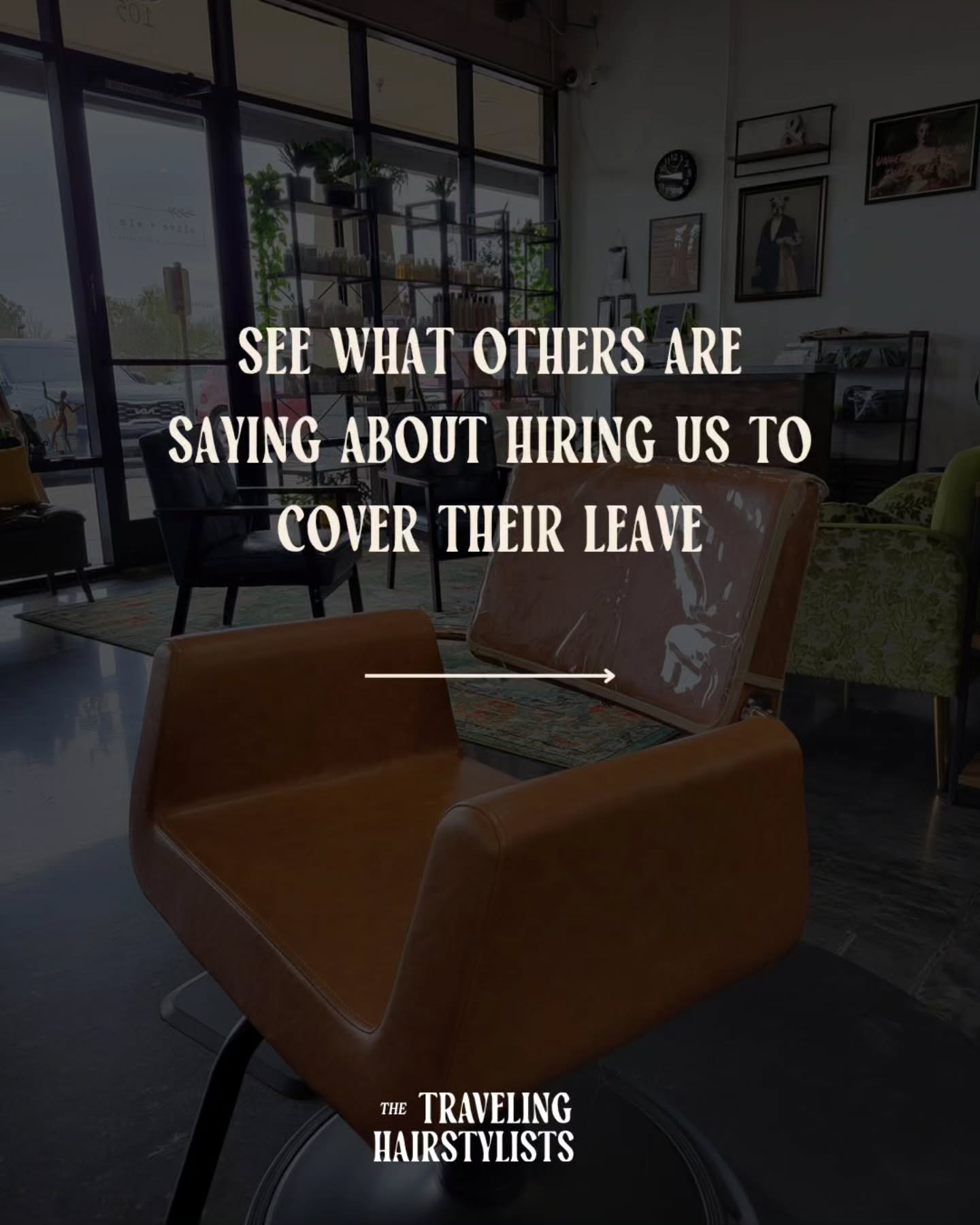 If you want your upcoming maternity or medical leave to be easy and seamless, then The Traveling Hair Stylists services are what you need.
You hire us to travel to you, care for your clients with your guided notes, pay for your rent, and give you ultimate retention of your clients because once you are ready to come back, we pack up and leave to our next destination.
Every stylist should have the option to take their salon leaves as needed and without added stress. This is how you can do exactly that.👏
Let me know what questions you have below👇