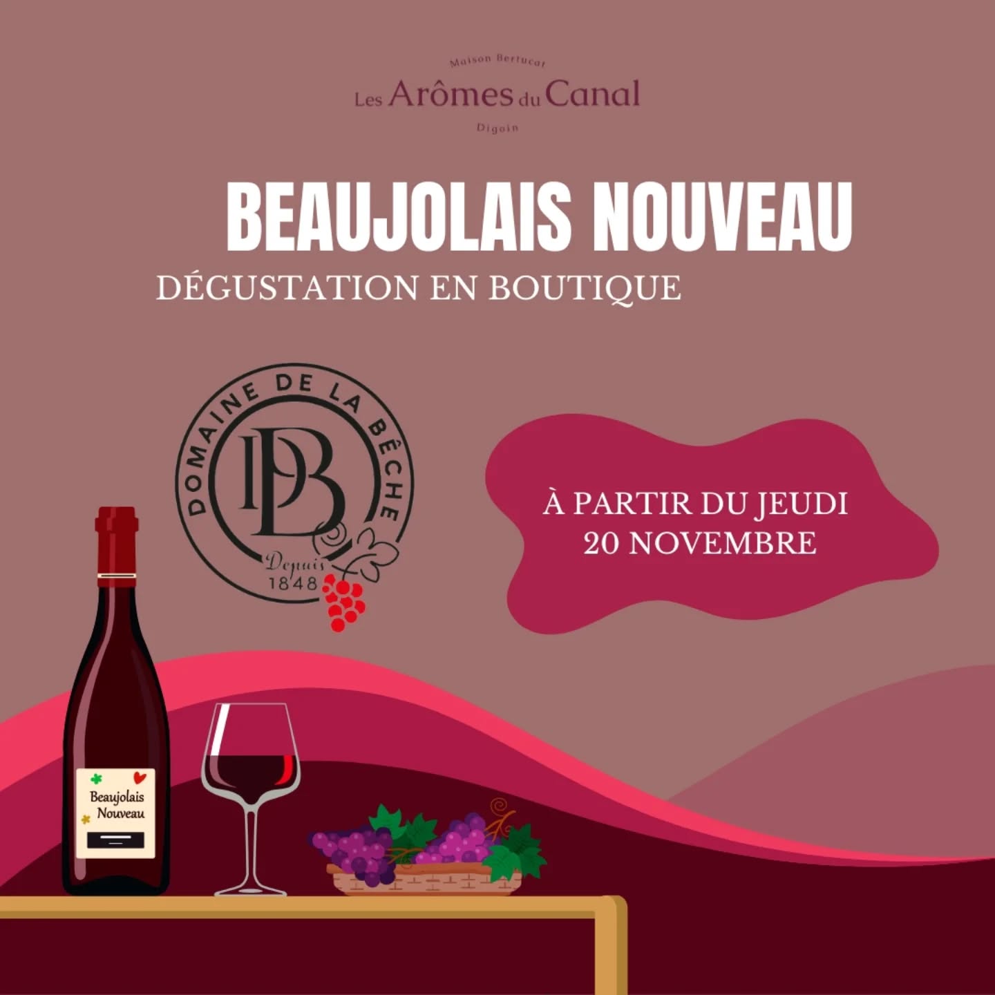 | Beaujolais Nouveau |
Il débarque en boutique la semaine prochaine : le Beaujolais Primeur 2025 ! 🍇
Rendez-vous dès le jeudi 20 novembre pour le déguster 🍷 Dégustation toute la fin de semaine en boutique 😃
Beaujolais Nouveau du Domaine de la Bêche à Villié-Morgon 📍
#Beaujolais #beaujolaisnouveau #beaujolaisprimeur #caviste #digoin #saoneetloire