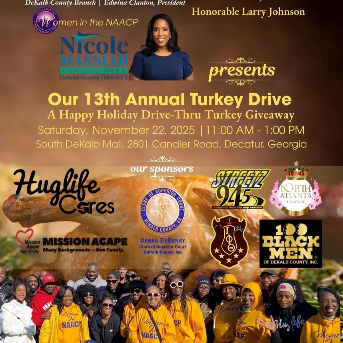 Honored to stand with our good brother, the Honorable @larryjohnsonofficial and Commissioner Nicole Massiah, and proud to join our community partners as a sponsor for the @naacpdekalb 's 13th Annual Turkey Giveaway.
Brothers from our chapter will be onsite volunteering. We invite you to support this effort and help families across DeKalb enjoy a warm Thanksgiving season.
#CommunityImpact #IPT1963 #TurkeyGiveaway #BPOLeadsTheWay