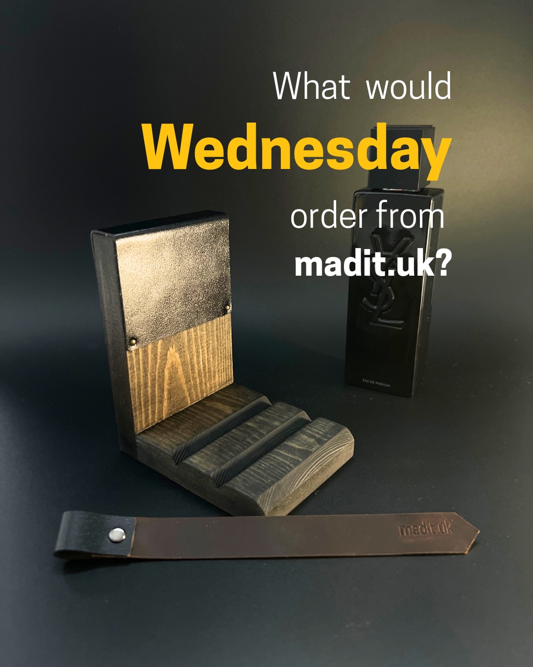 If it's not black, put it back. #madituk #wednesday #phonestand #bookmark