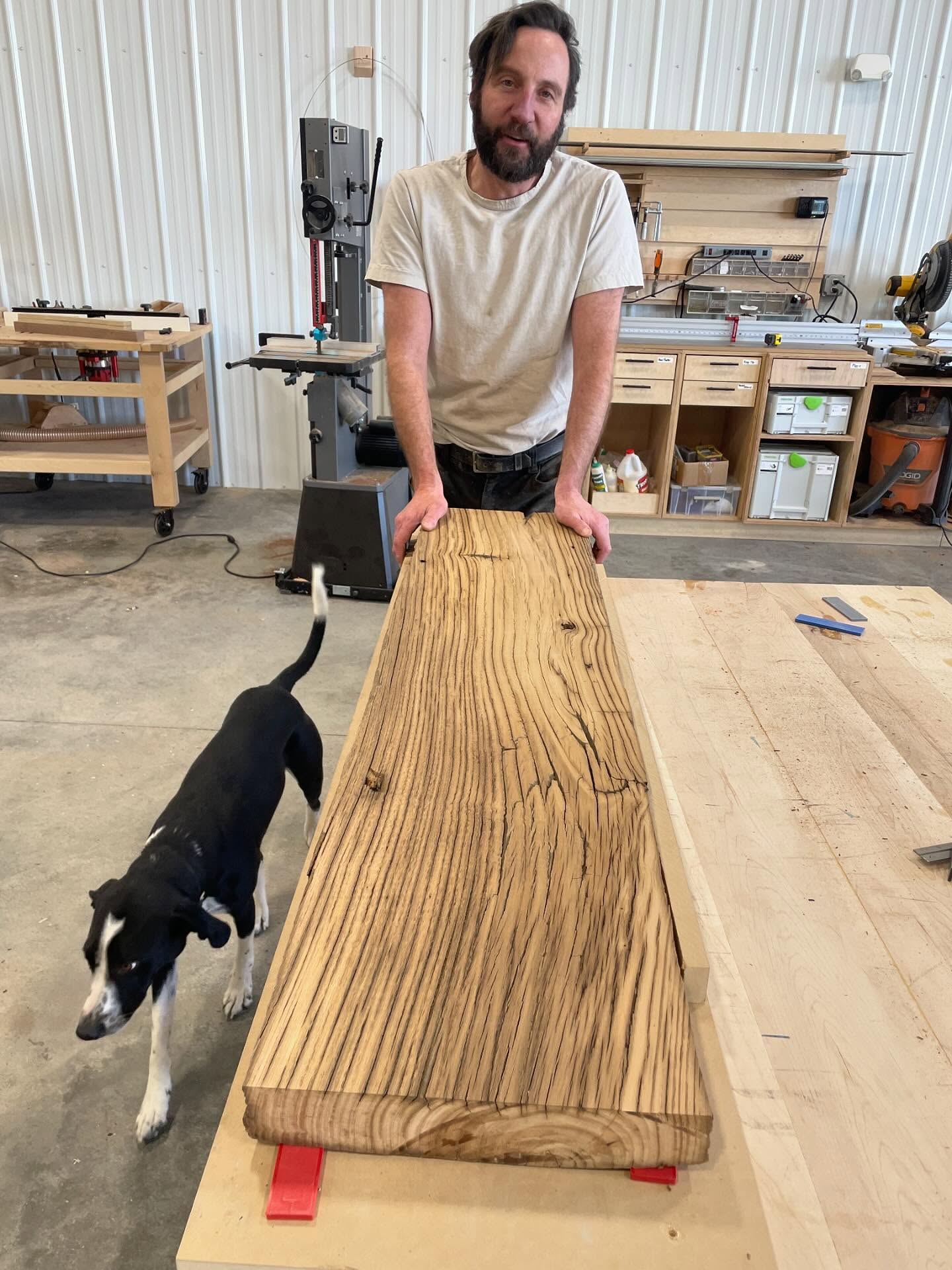 Making a really rustic barn wood table made from reclaimed chestnut. Amazing what you find hidden in the layers!